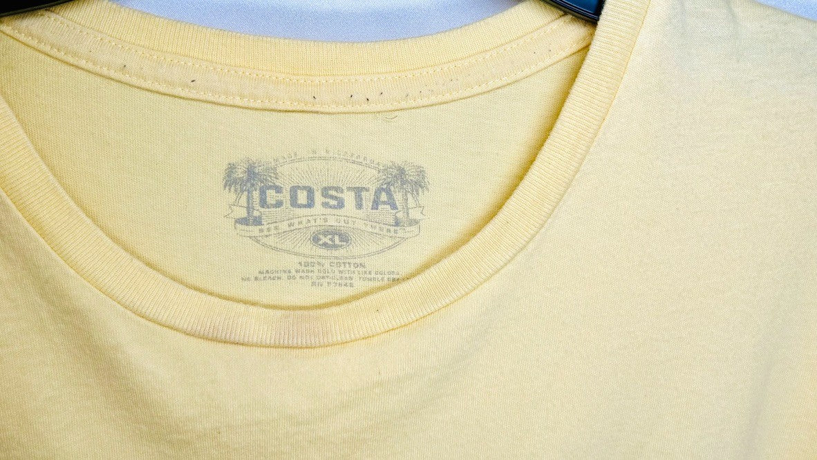 Costa Short Sleeve Yellow Cotton Logo T-Shirt Men's XL
