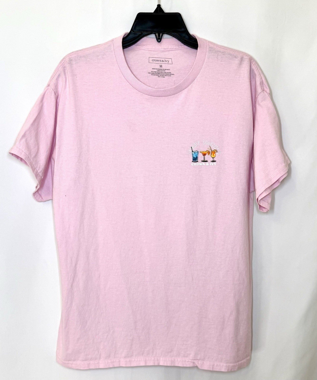 Crown & Ivy Women's Graphic Tee “Boat Drinks” Mauve Color Size Medium