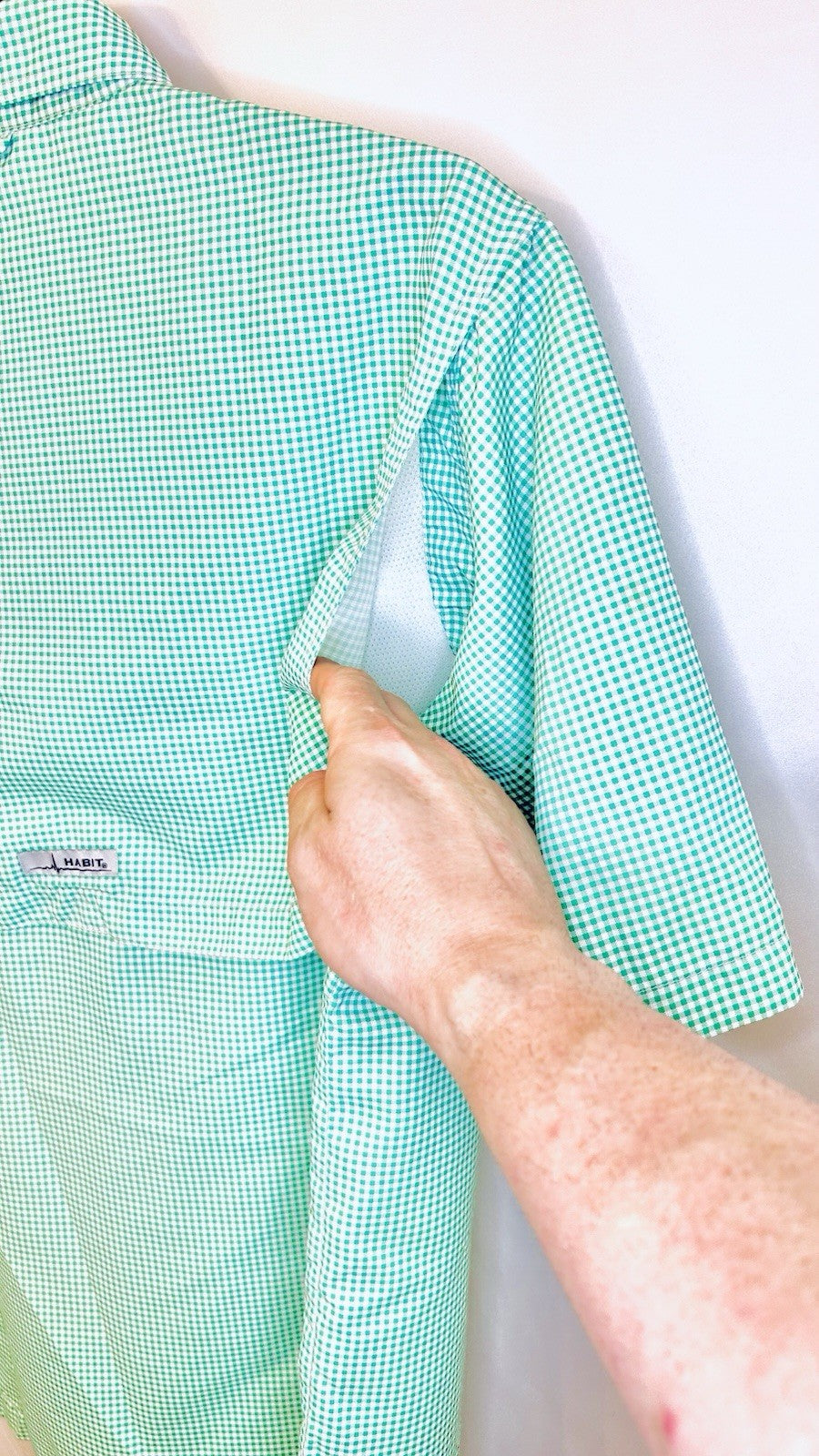 Habit Shirt Mens Medium 40+ Solar Factor Outdoor Fishing Button Gingham Plaid