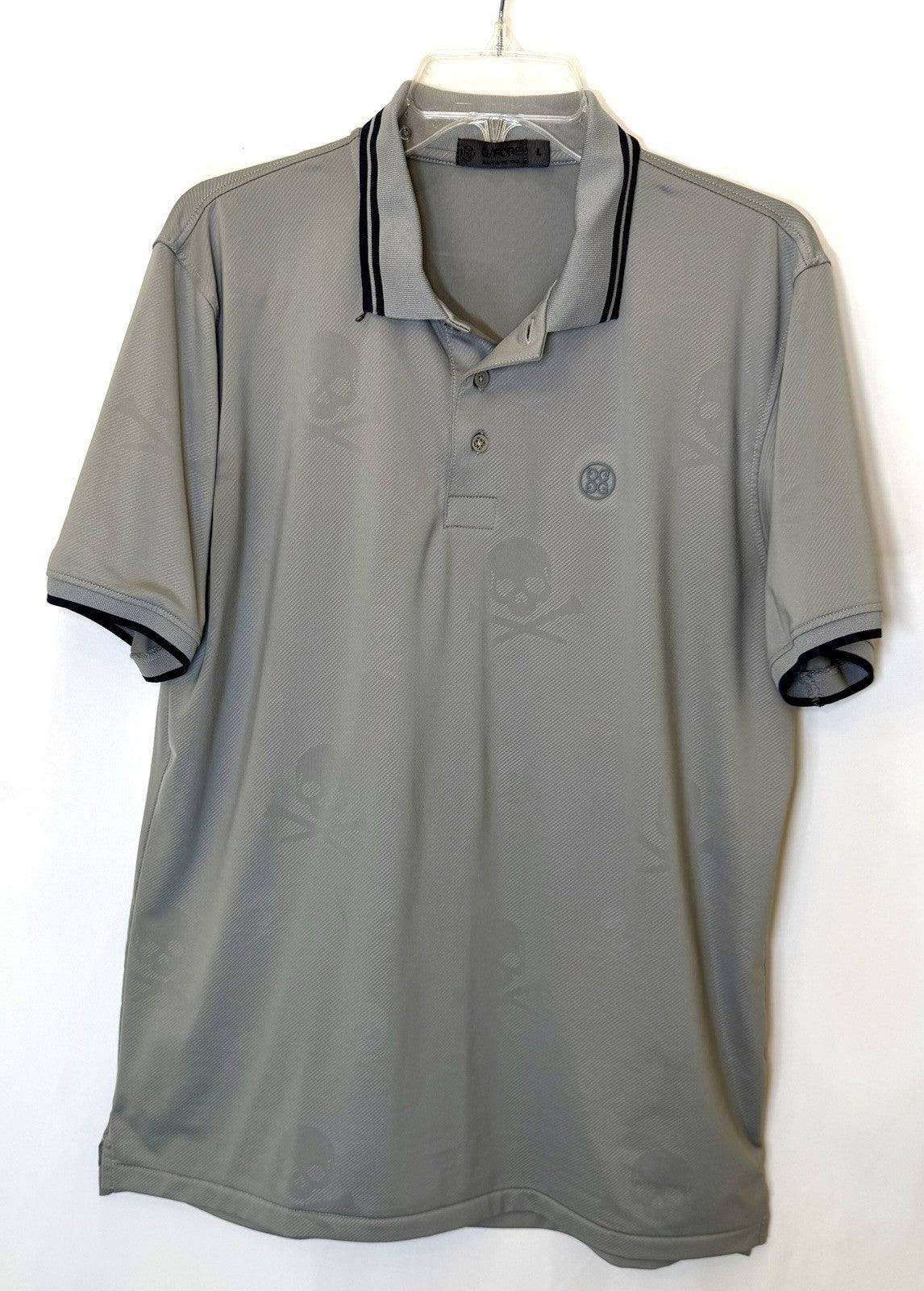 G/FORE Skull & T's Debossed Tech Jersey Golf Polo Size Large In Grey