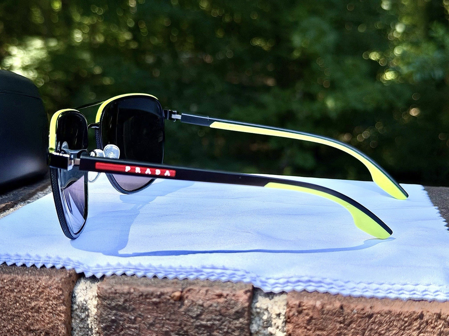 Prada Linea Rossa PS 50YS Sunglasses Matte Black Neon Yellow Aviator 62mm W/ COA