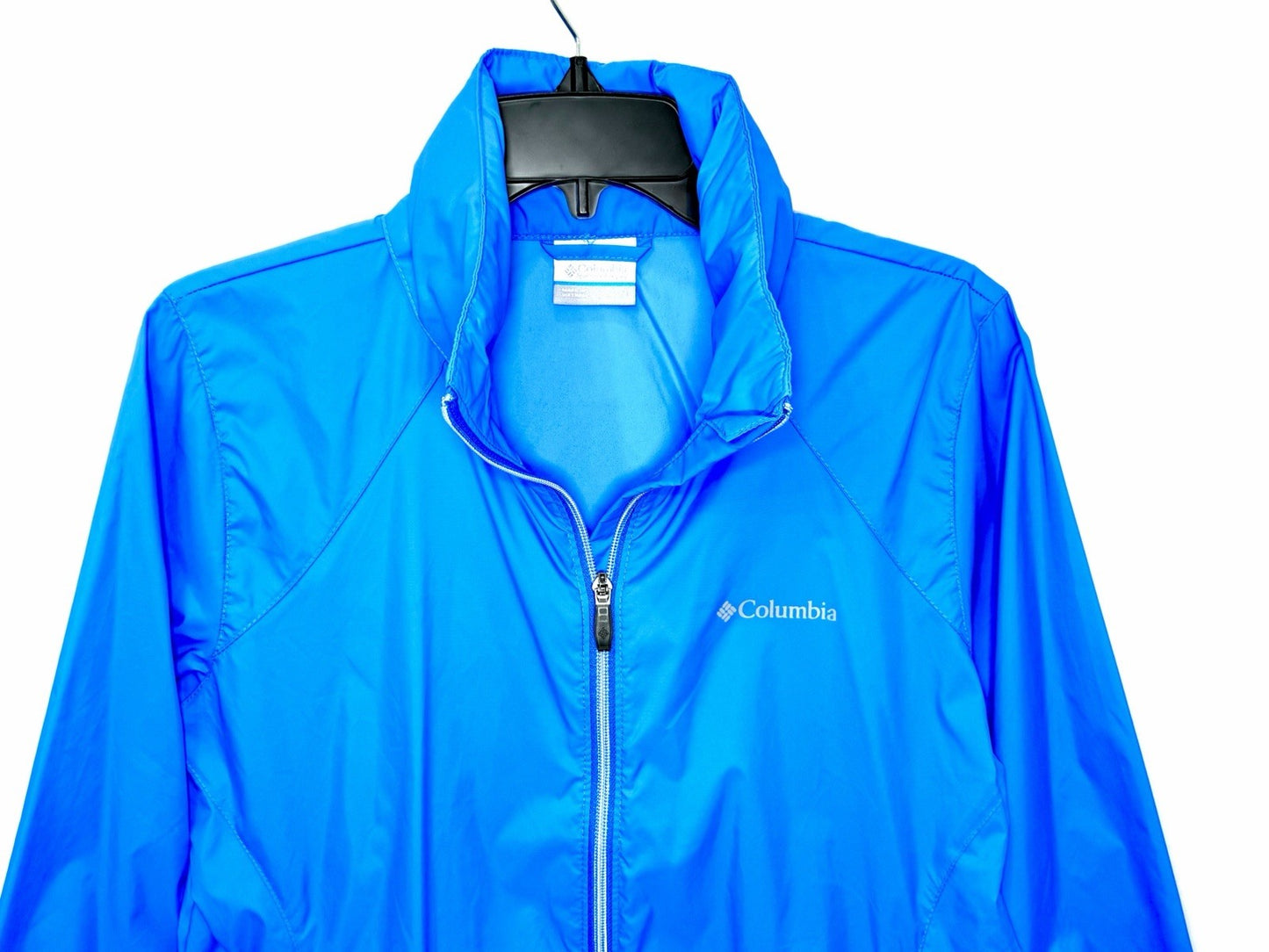 Columbia Womens Switchback III Rain Jacket Blue Sz M Packable Hooded Windbreaker