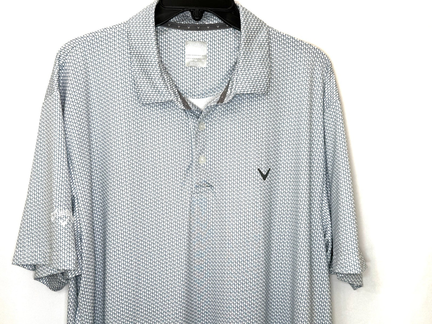 Callaway Golf Polo Shirt Men's Large Short Sleeve Light Blue Opti-Dri Stretch