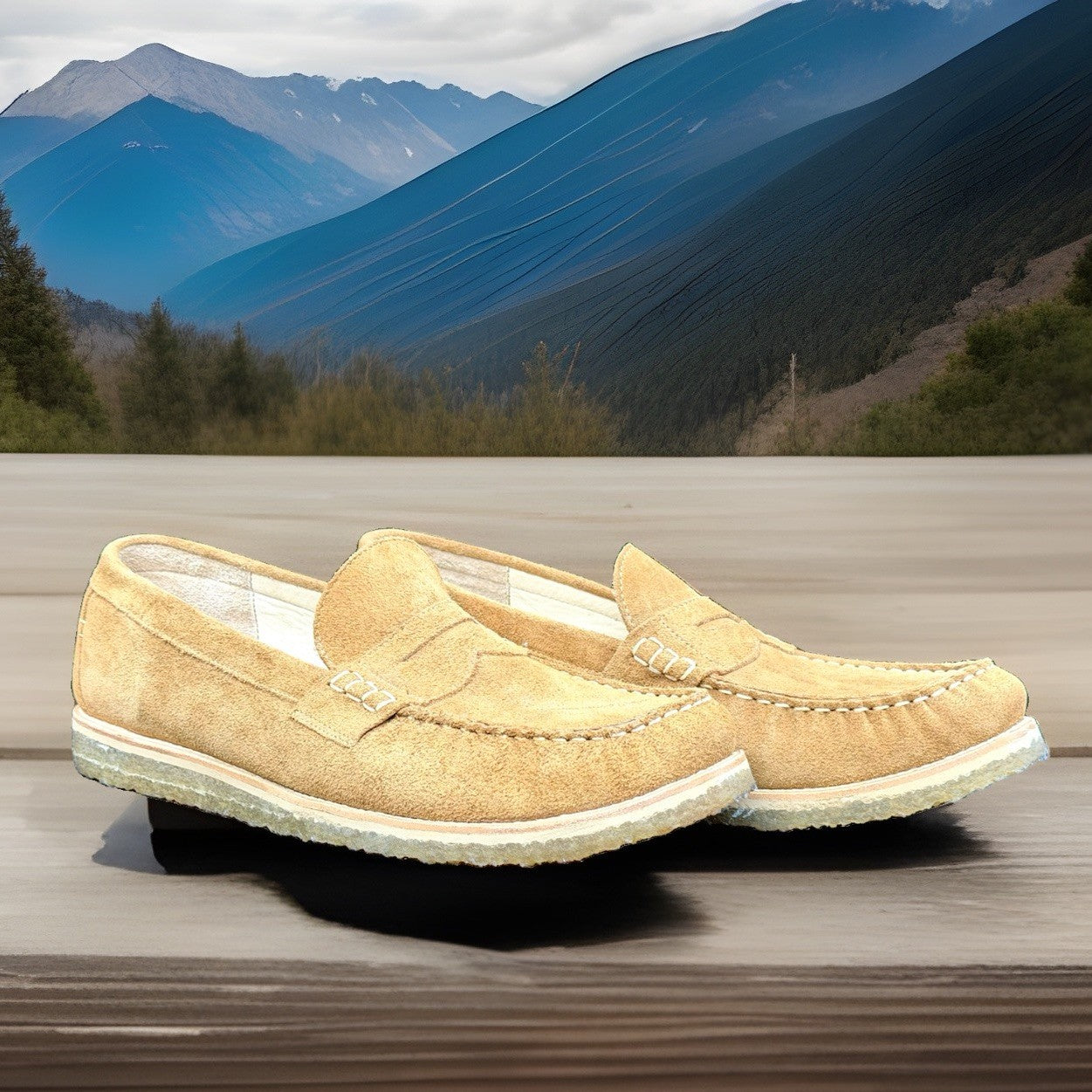 LUCA Drift Penny Loafer Suede Crepe Sole Men’s Size 12 Honey Tan Worn Once