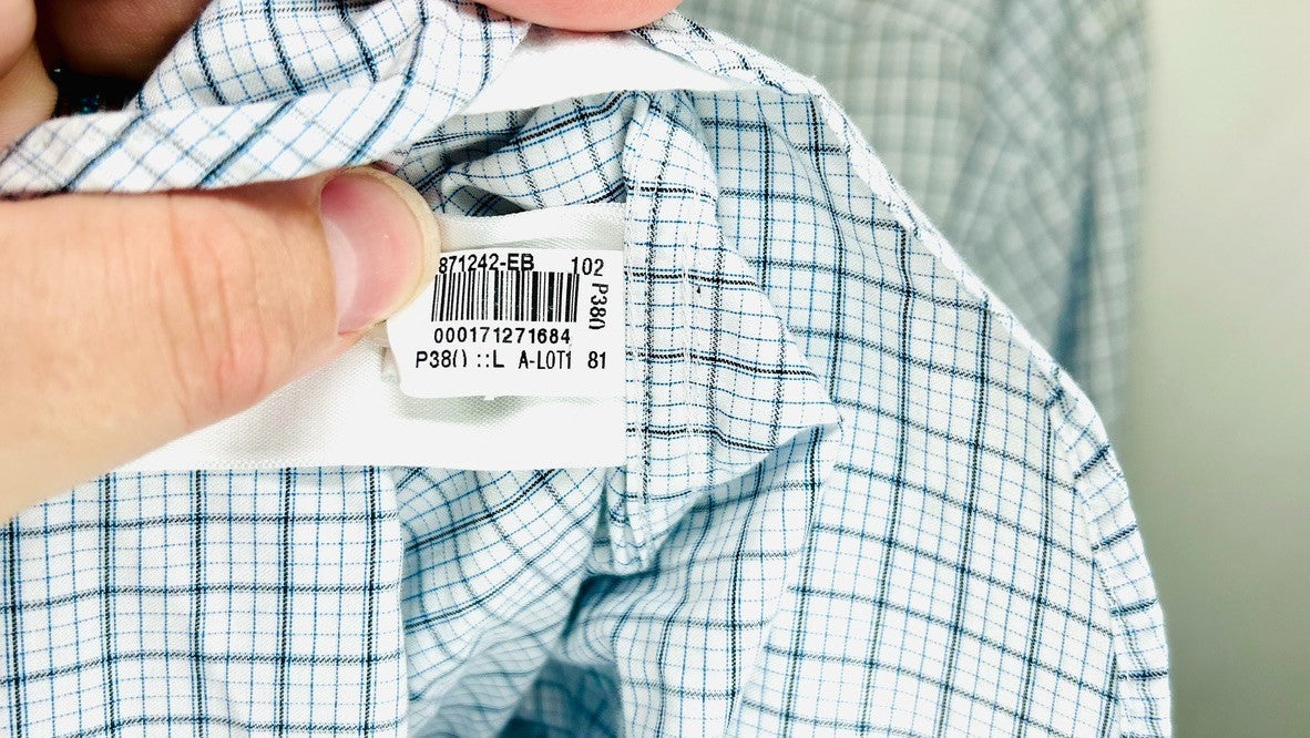 Banana Republic White Plaid Grant Slim Fit Stretch Button Up Shirt Mens Large