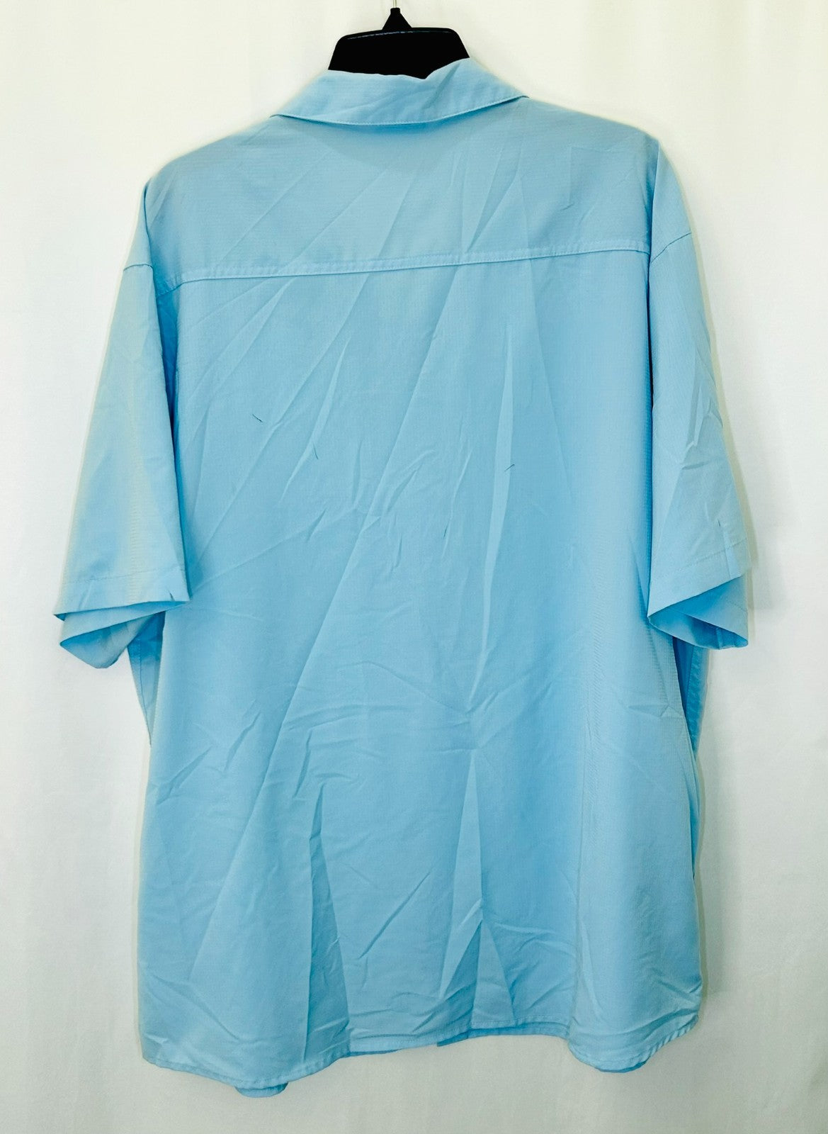 Vintage Columbia Mens XL Striped Knit Short Sleeve Button Shirt Blue