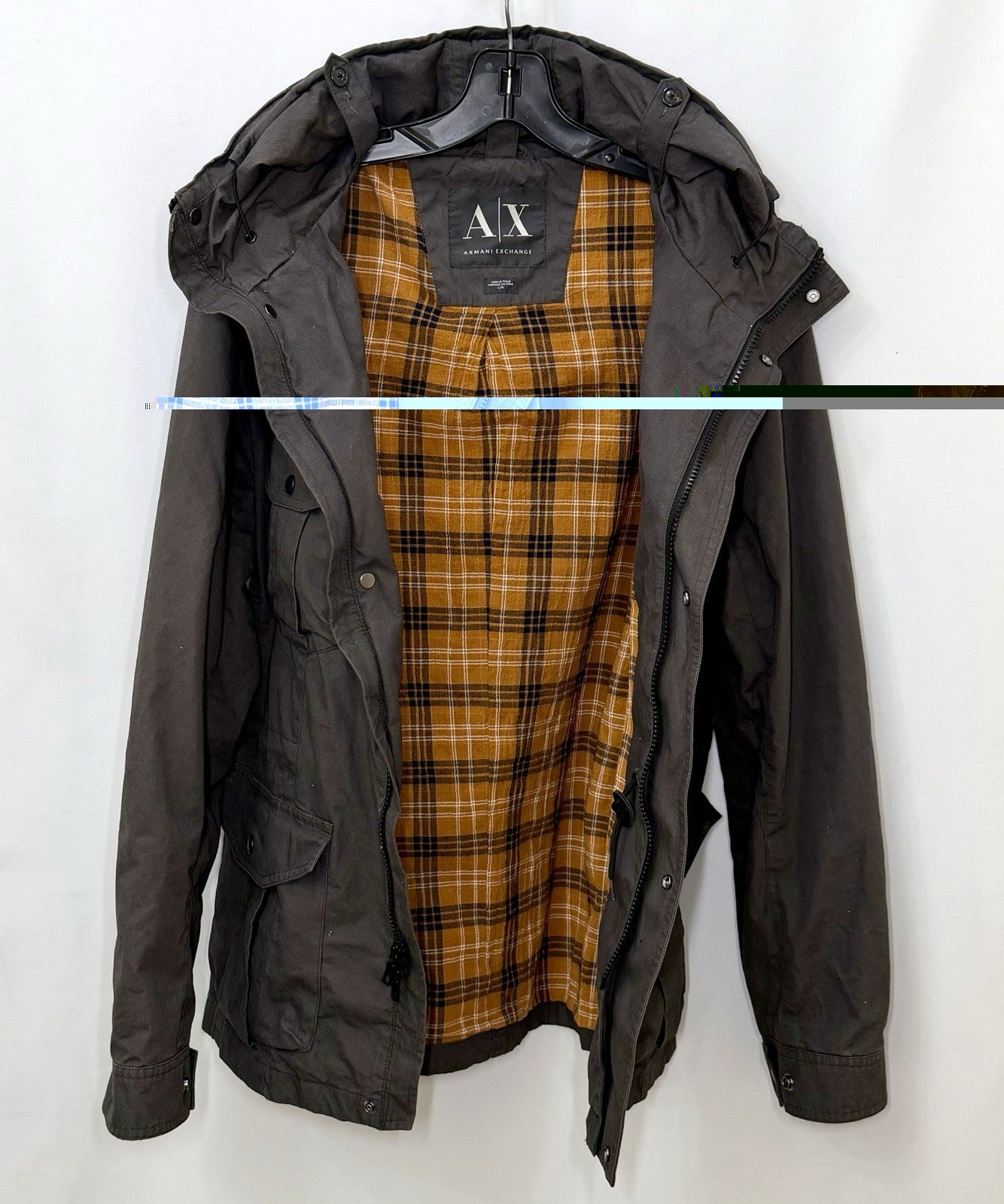 ARMANI EXCHANGE A/X  Hidden Hood  Dark Gray Jacket Mens Size Large - Worn Twice