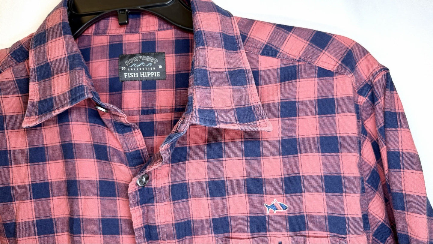 Fish Hippie Rumfront 2010 Collection Plaid Long Sleeve Button up Large Shirt