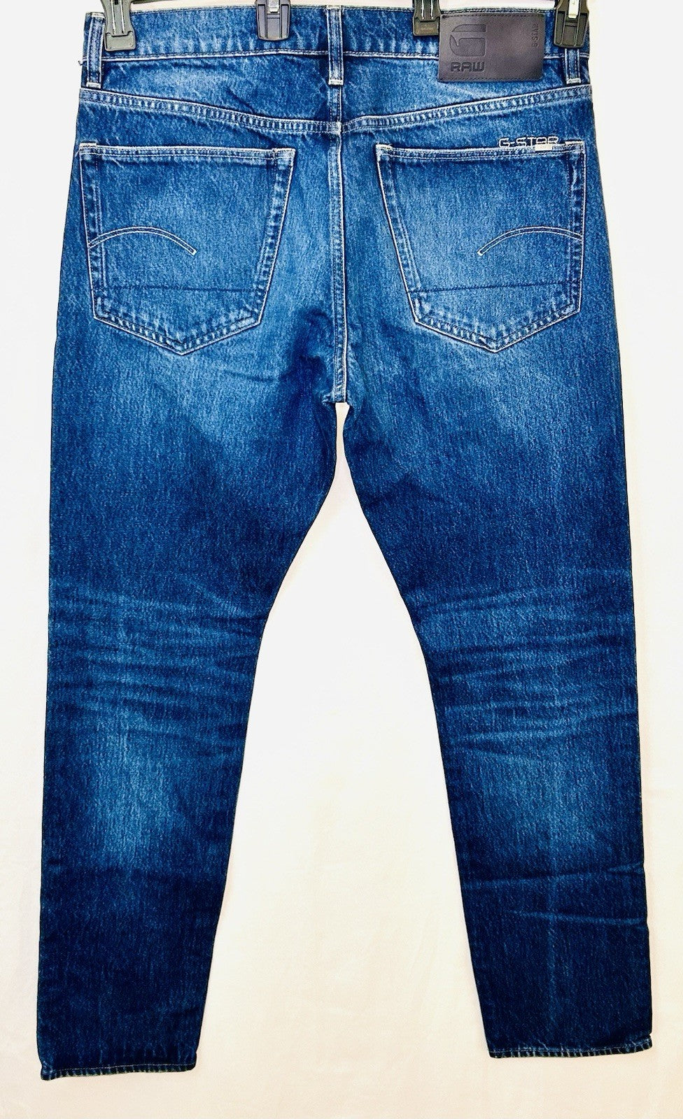 G-Star Raw Jeans Men’s 34x32 Blue Denim Slim 3301 Regular Tapered