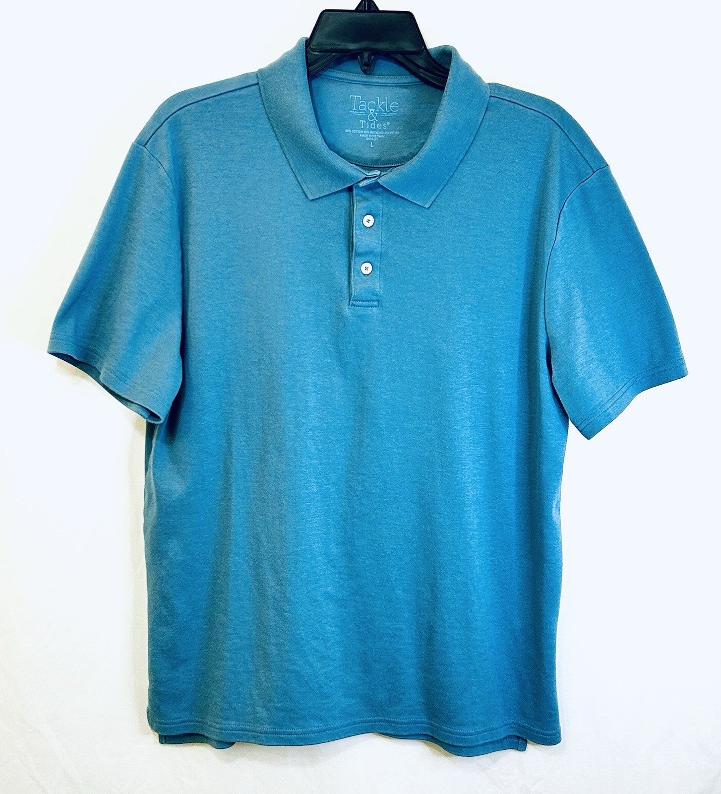 TACKLE & TIDES Mens Ribbed Collar S/S Polo Shirt / Royal Blue / Men’s Large