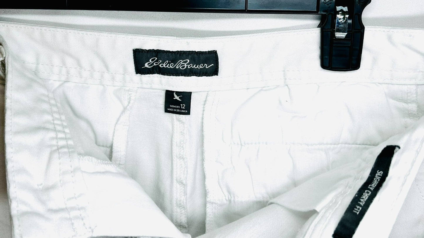 Eddie Bauer Women’s Shorts LEGEND WASH Stretch Slightly Curvy White Size 12