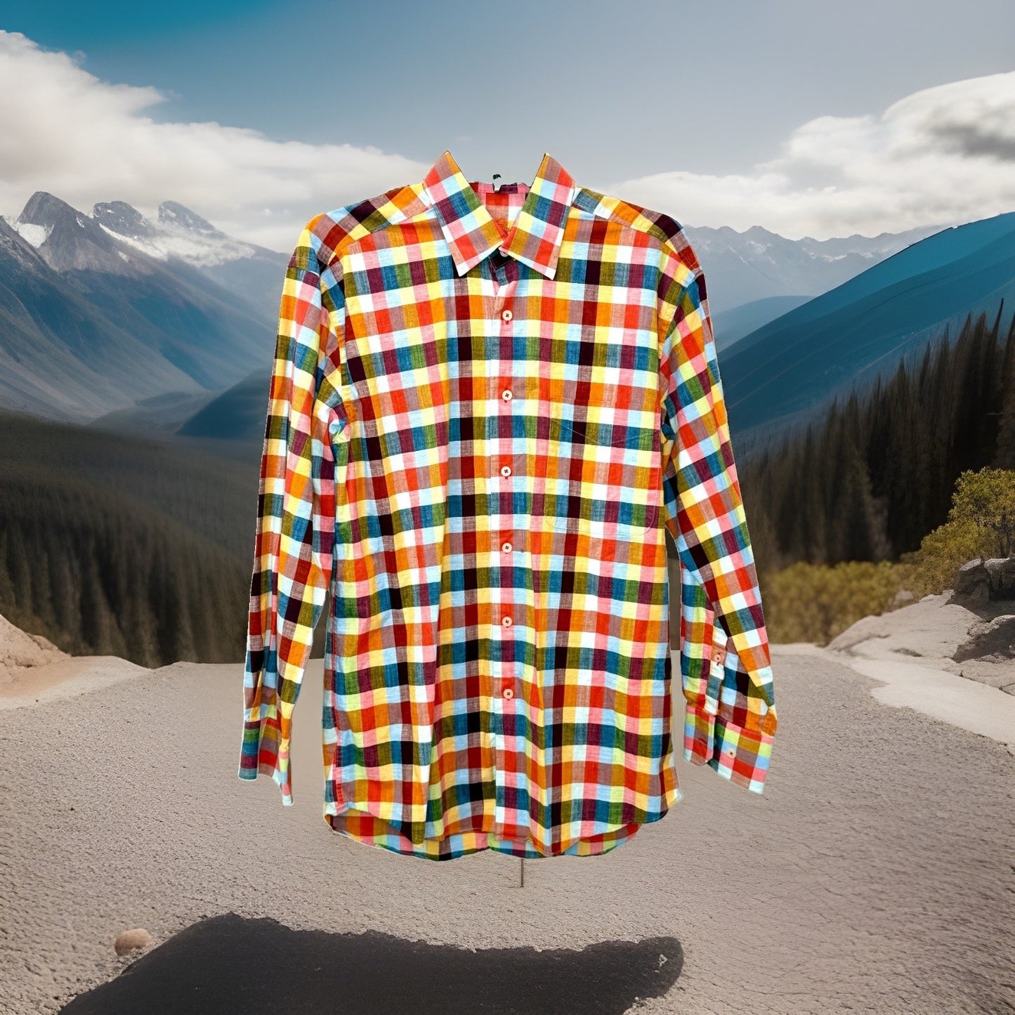 Alan Flusser Men's Small Multicolor Paisley Button Up Shirt Long Sleeve Cotton