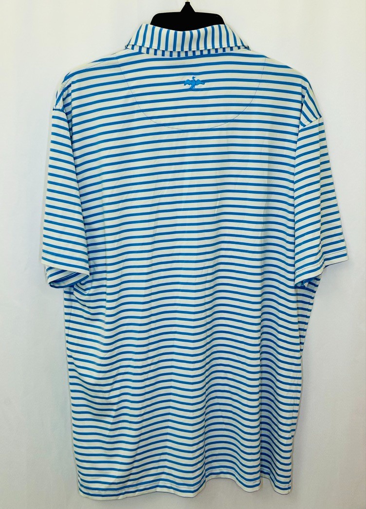 Harlestons Heritage Tailored Fit Striped Golf Polo Shirt Men’s Large Blue/Yellow