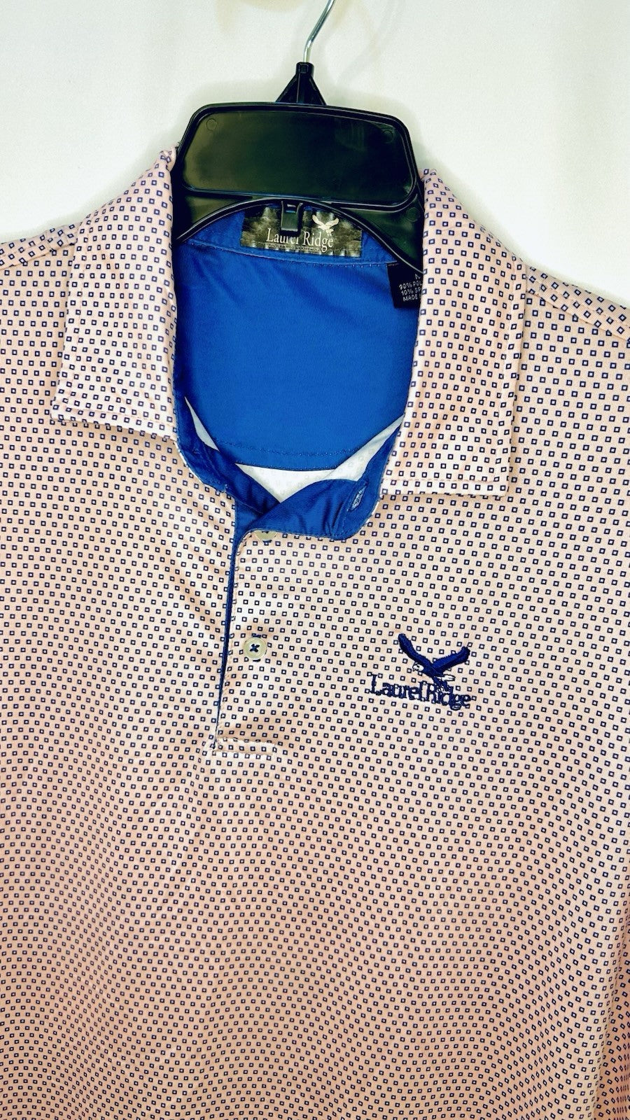 Laurel Ridge Pink/Blue Performance Golf Polo Men’s Size Medium/ Breathable