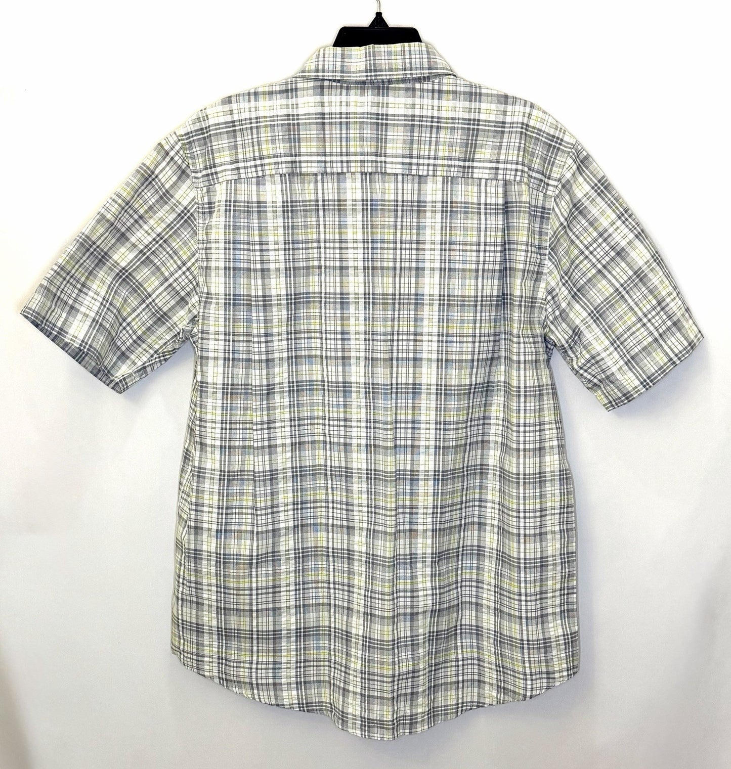 Chaps Shirt Mens Large Button Down Shirt Short Sleeve Grey Easy Care