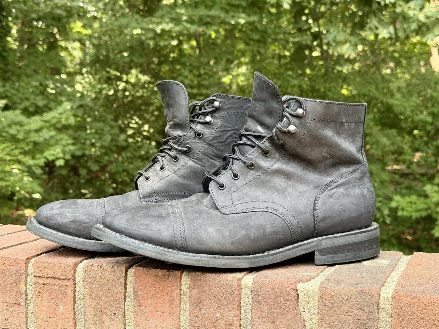 Thursday Boot Co Captain Black Matte Leather Cap Toe Boots Men's Size 12 Regular