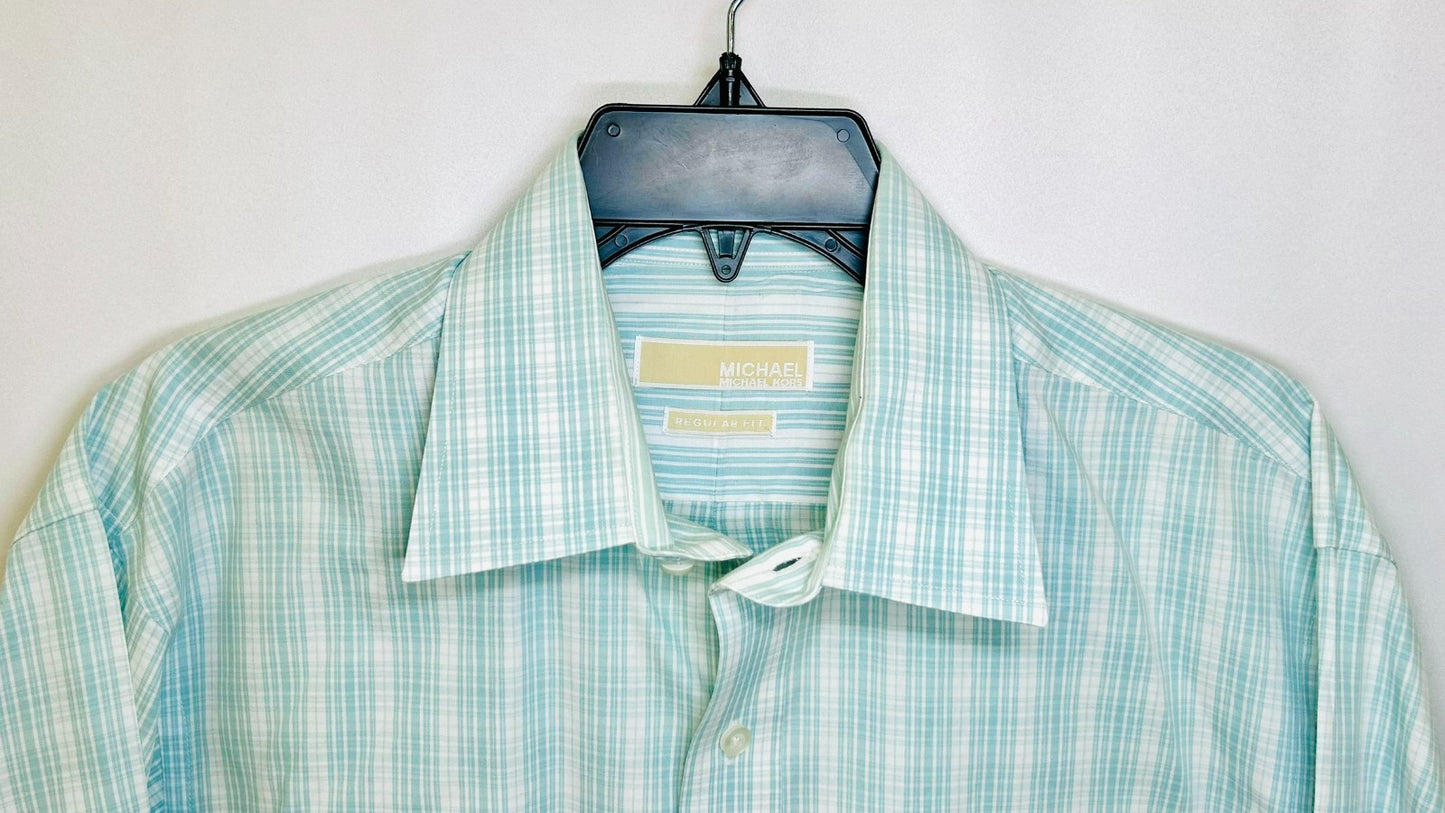MICHAEL Michael Kors Plaid Button Up Dress Shirt Men's 16.5  32/33 Long Sleeve