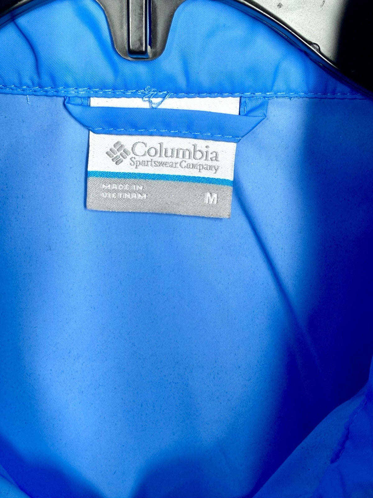 Columbia Womens Switchback III Rain Jacket Blue Sz M Packable Hooded Windbreaker