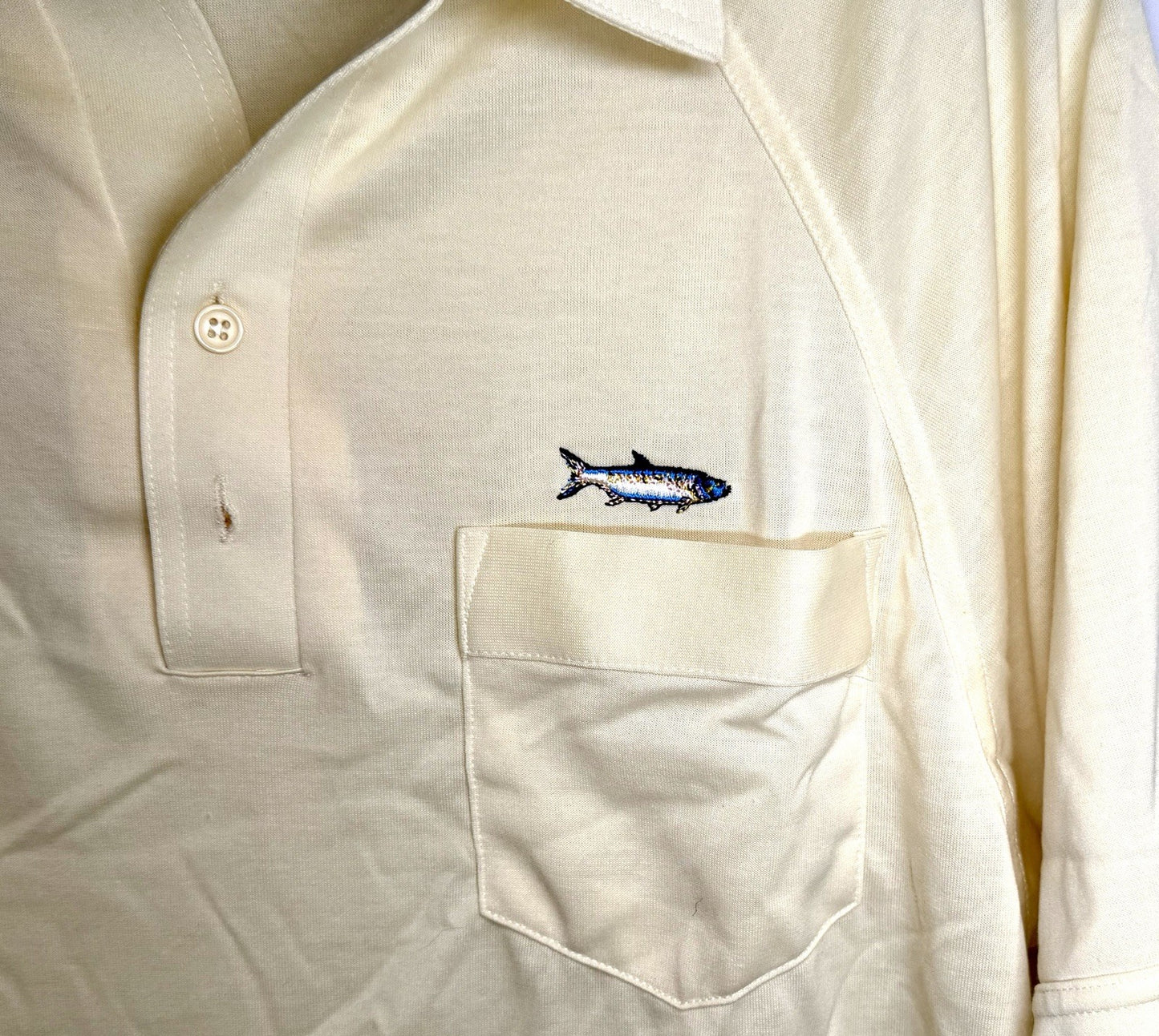VTG Palmland Polo Men’s Medium Bright Yellow With Embroidered Fish