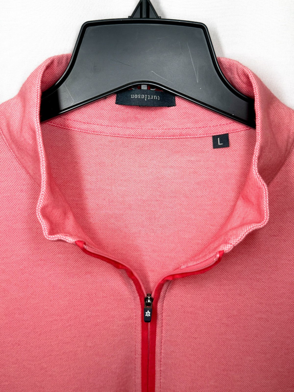 Turtleson Quarter Zip Pullover Mens Large Pink Salmon Heathered Golf Sweater L