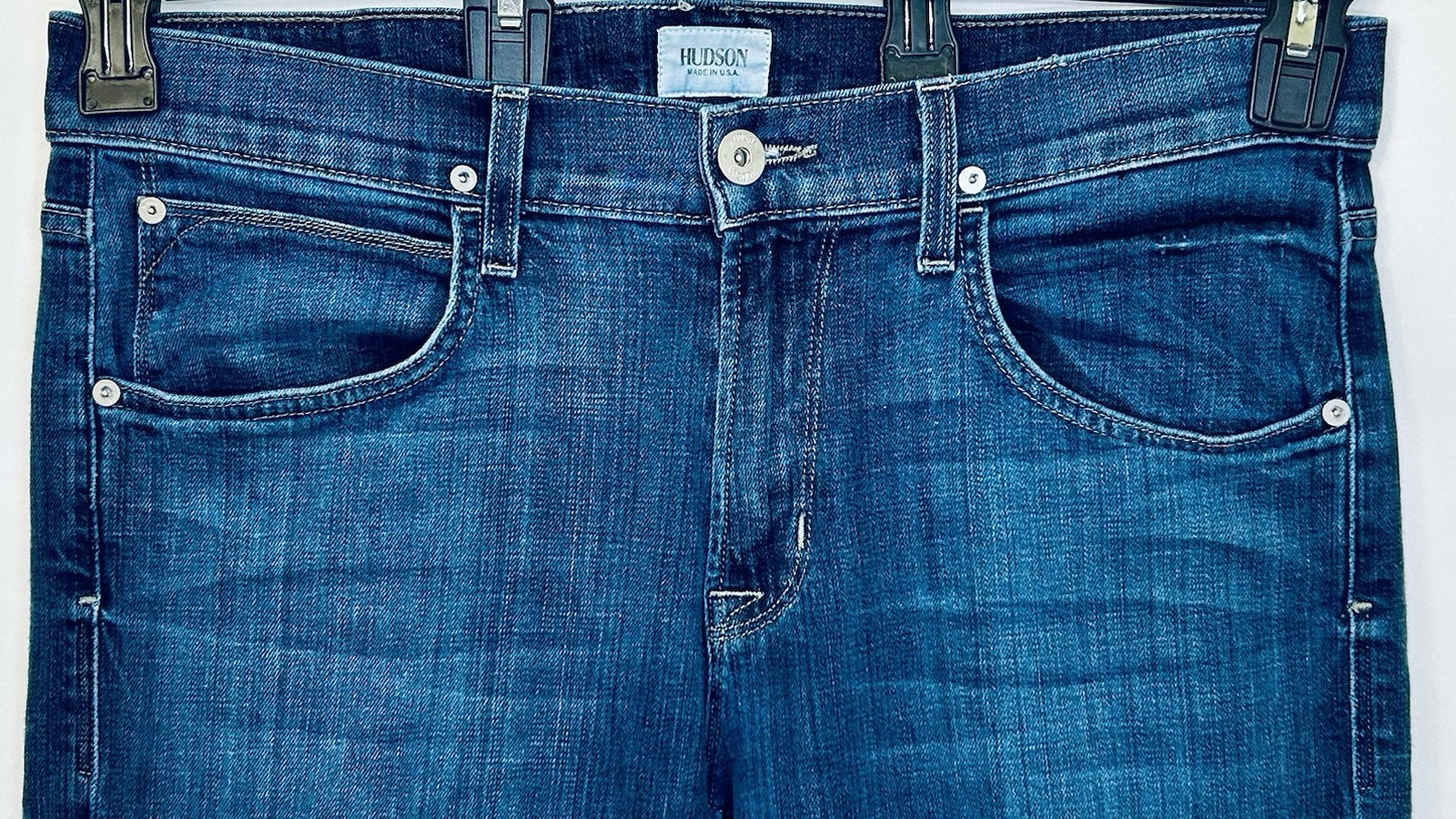 Hudson Jeans Mens 33x32 Byron Five Pocket Straight Blue Button-Fly Preppy City