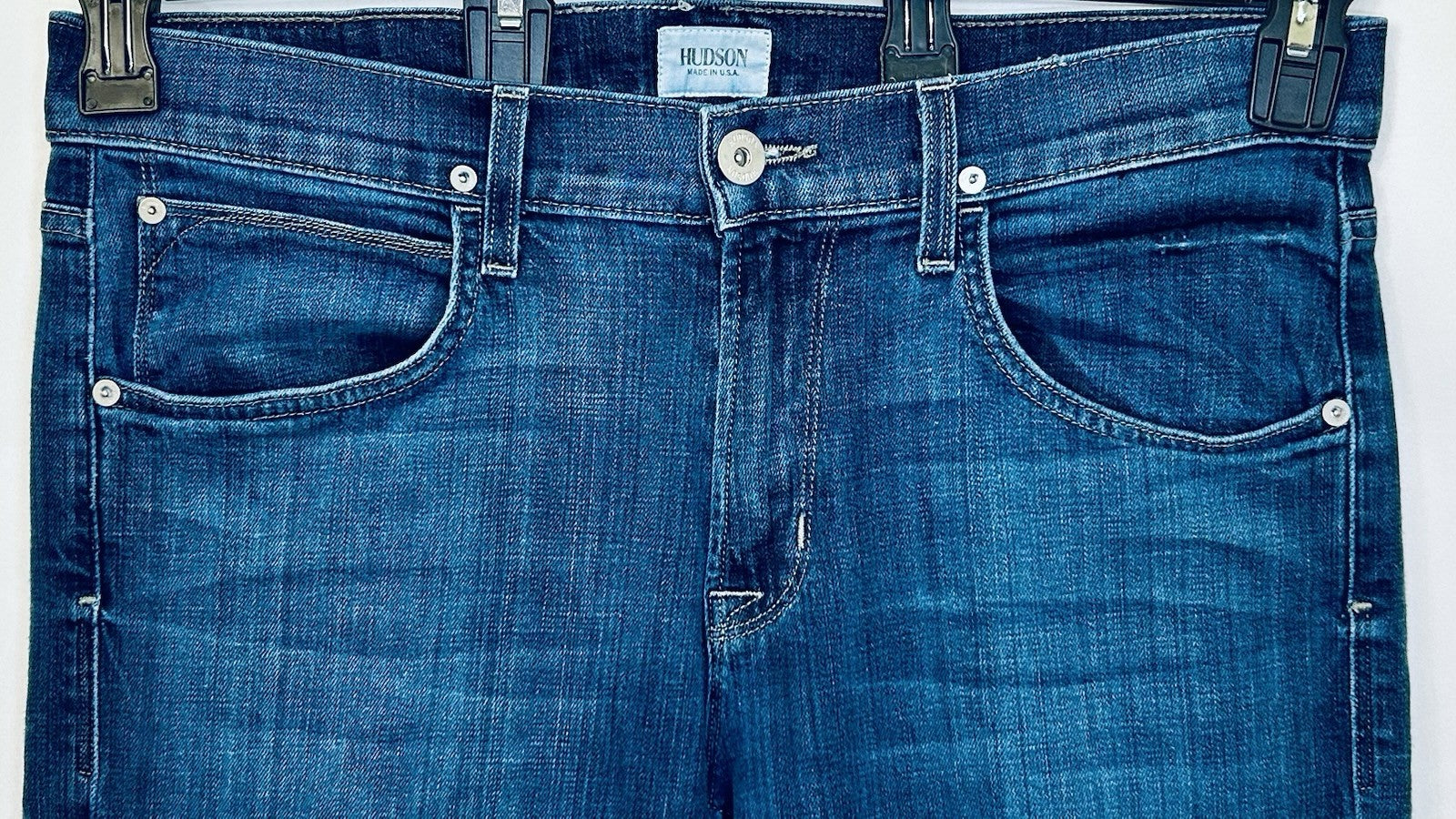 Hudson Jeans Mens 33x32 Byron Five Pocket Straight Blue Button-Fly Preppy City