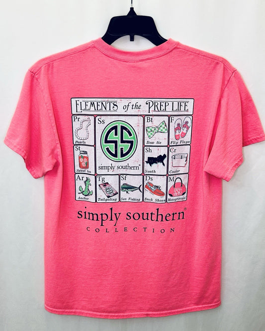 SIMPLY SOUTHERN - ELEMENTS OF THE PREP LIFE - Pink Short Sleeve SHIRT - L Large