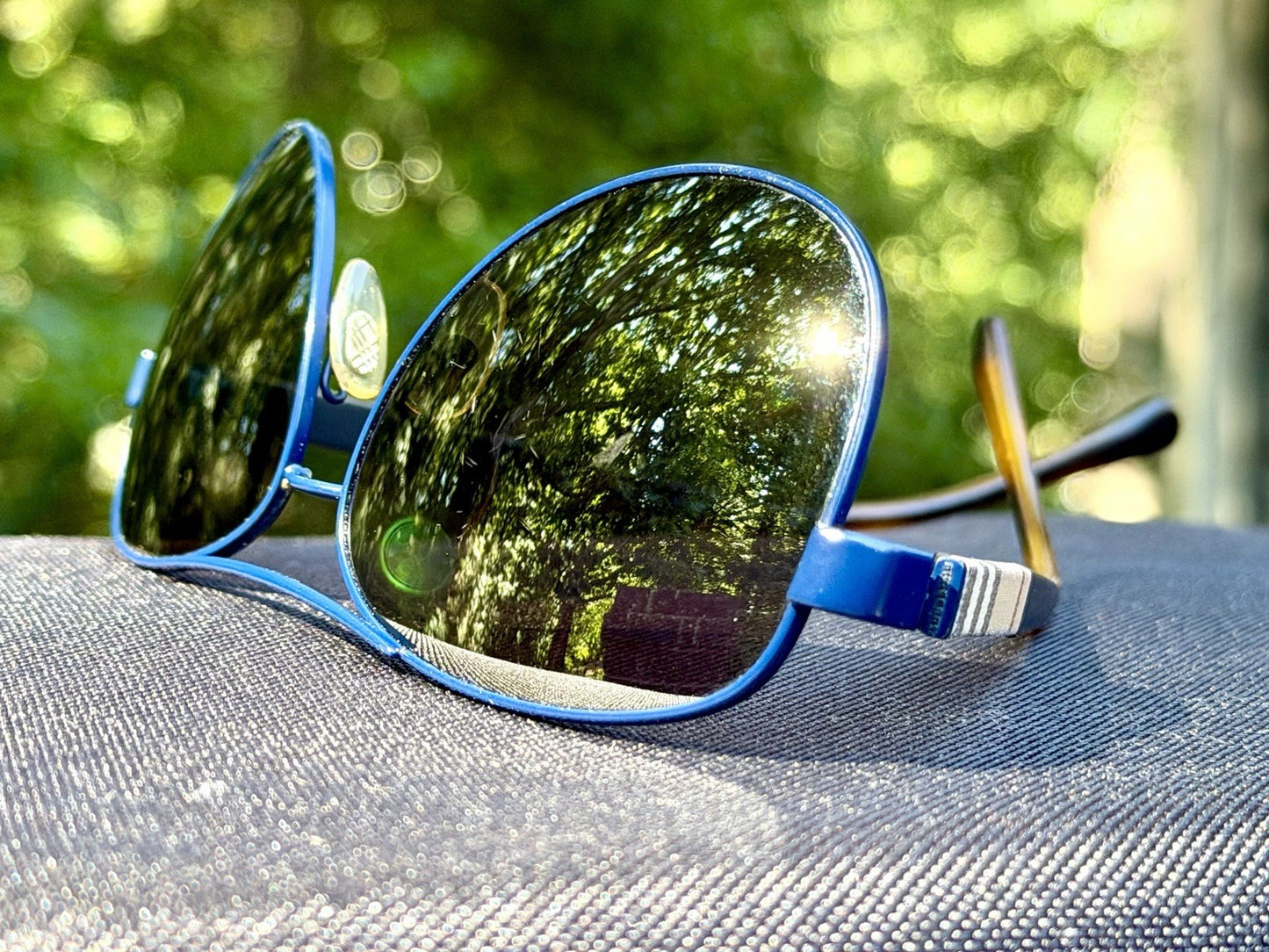 Burberry BE3080 Navy Blue Aviator Sunglasses Check Pattern Temples 59-14-135