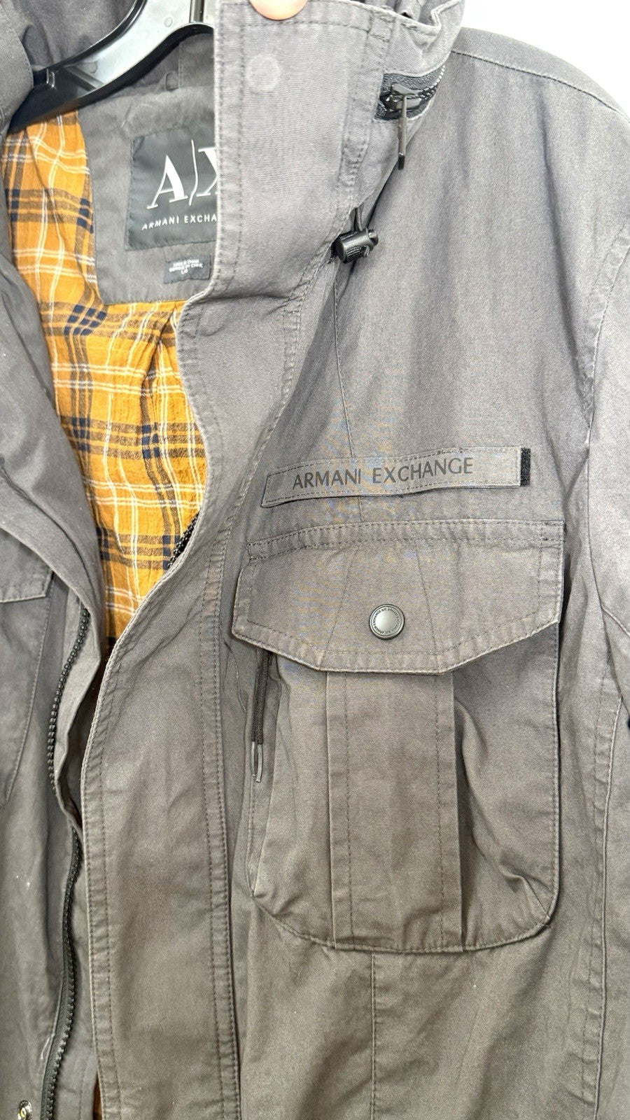 ARMANI EXCHANGE A/X  Hidden Hood  Dark Gray Jacket Mens Size Large - Worn Twice