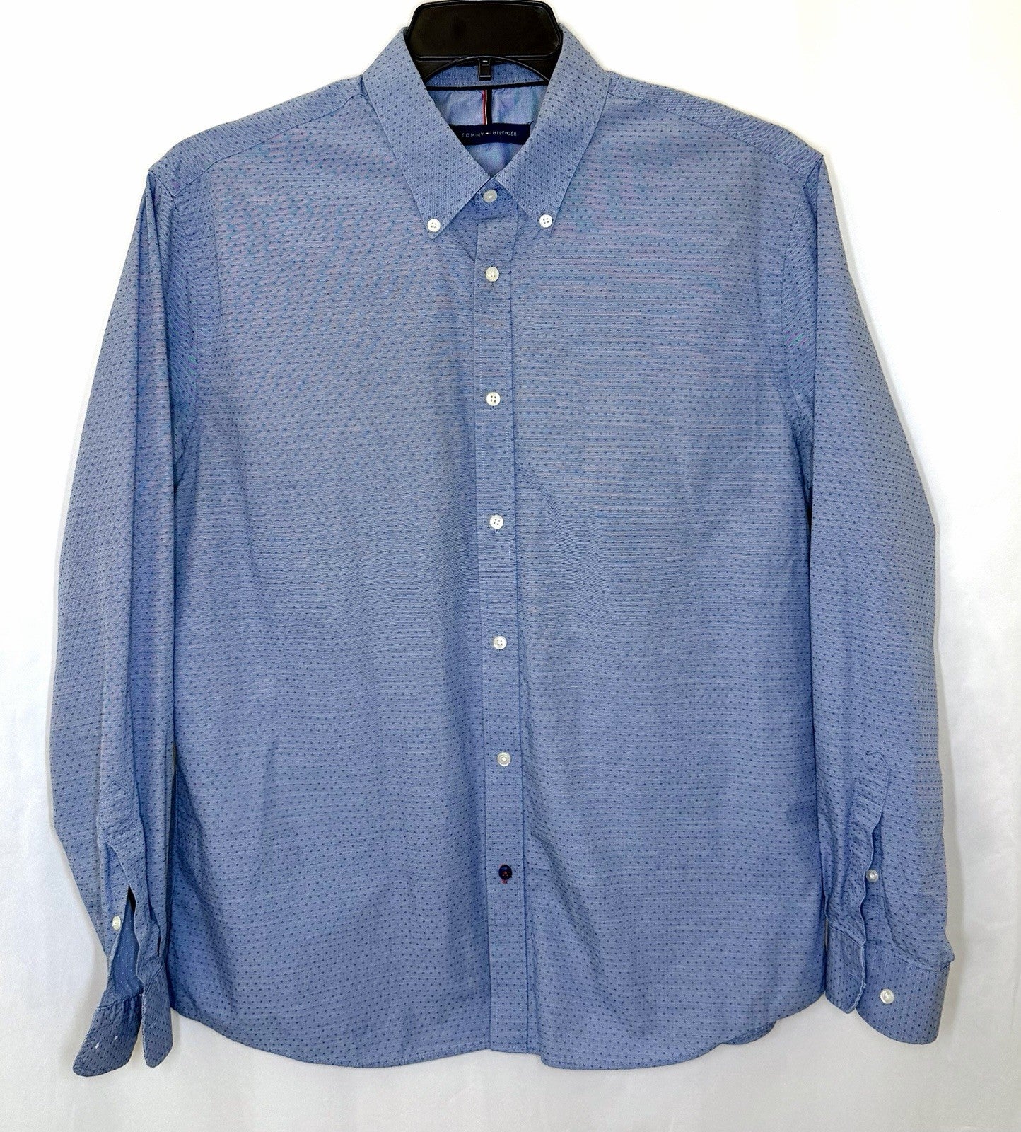 Men's Tommy Hilfiger Button Down Shirt size 17 Slim Fit 32/33 Long Sleeve Blue