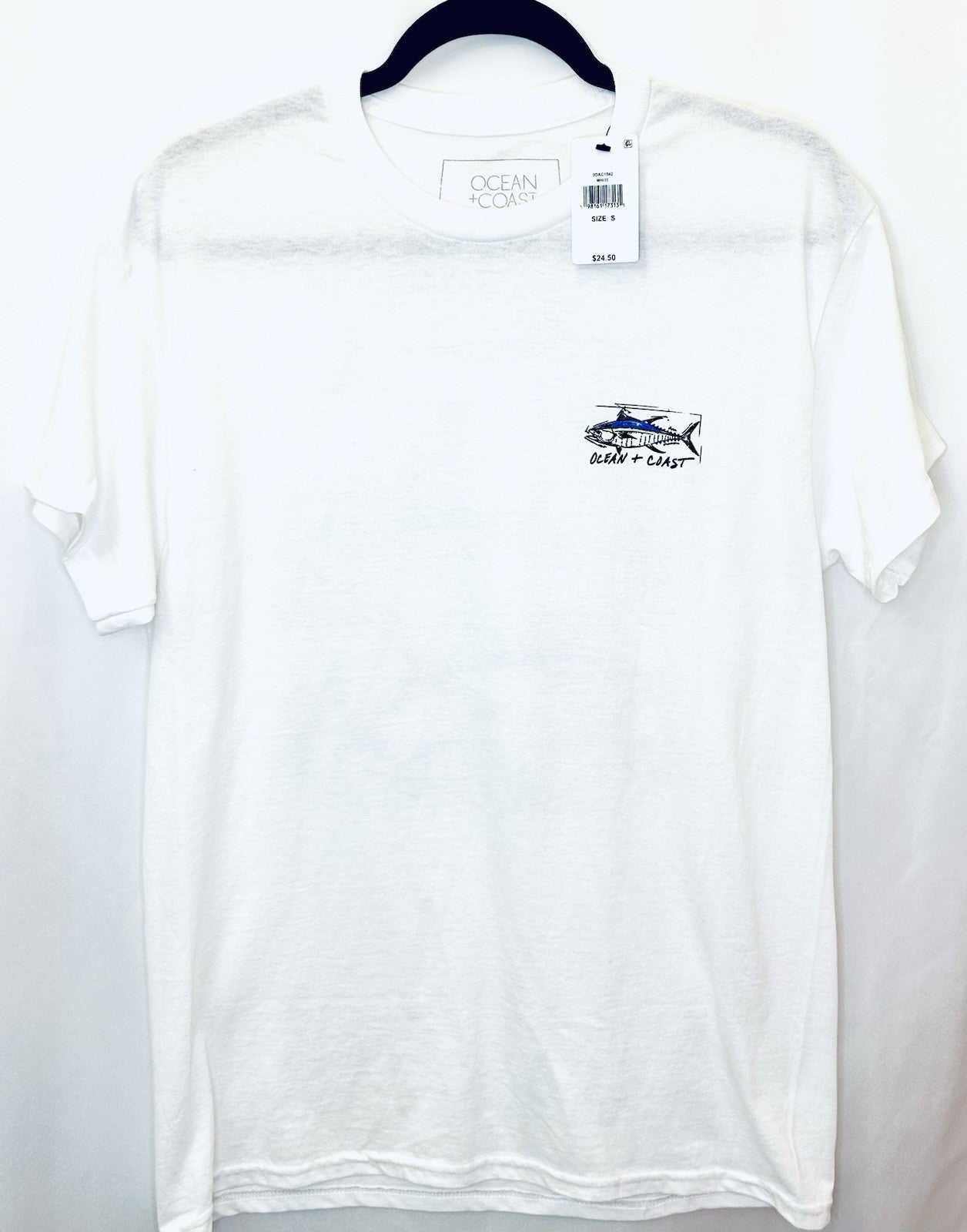 NWT Ocean Coast White Fish Graphic Short Sleeve Shirt - Men’s Small