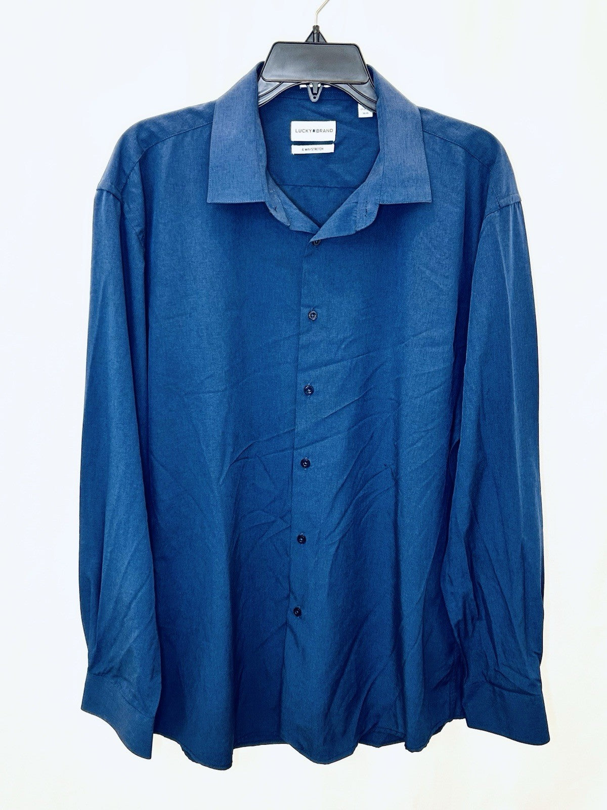 Lucky Brand Blue 4 Way Stretch Button Down Shirt Slim Fit Size XL 17-17.5 34/35