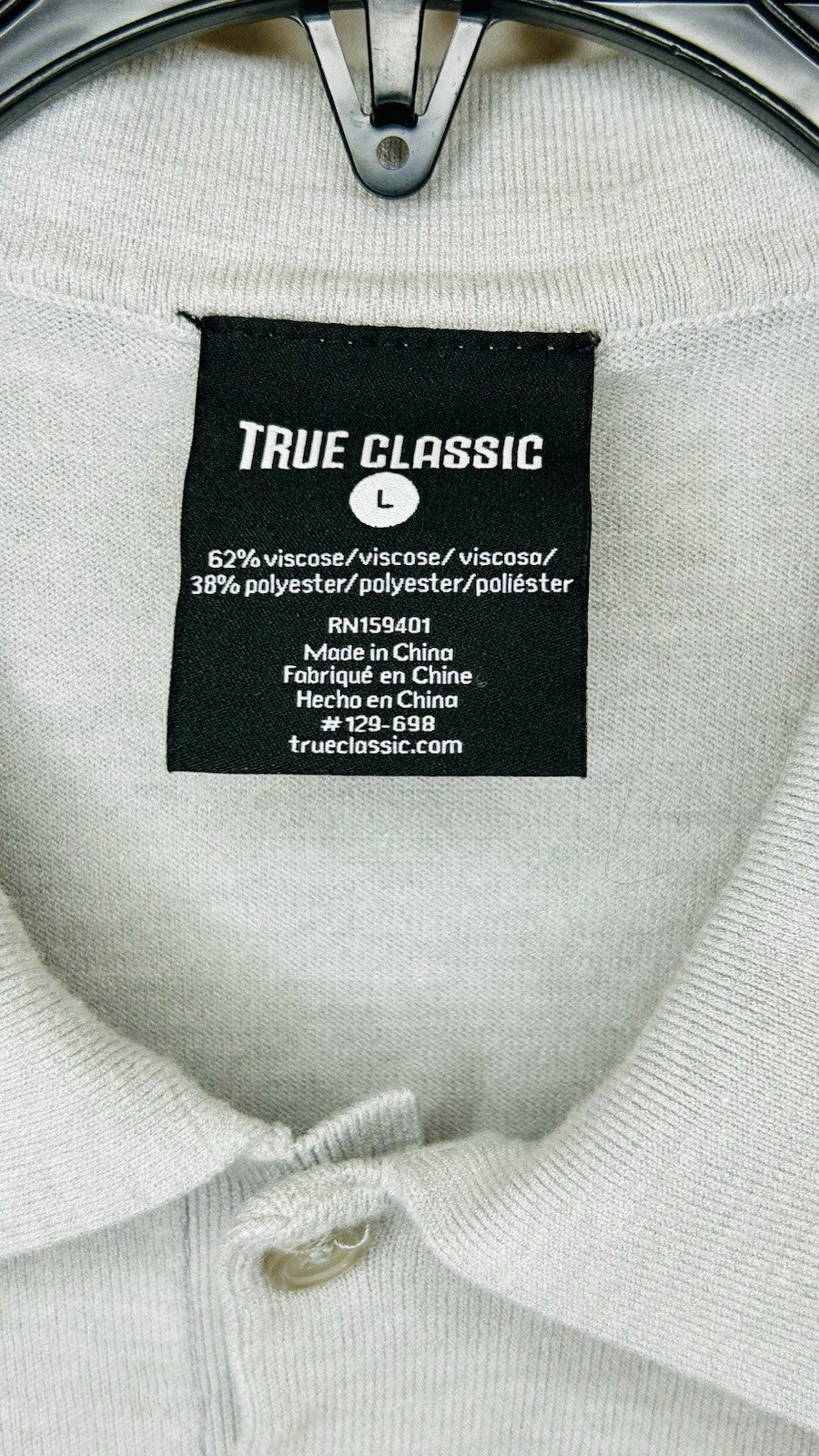 True Classic Men’s L Heather Gray Short Sleeve Ultra-Soft Fitted Classic Polo