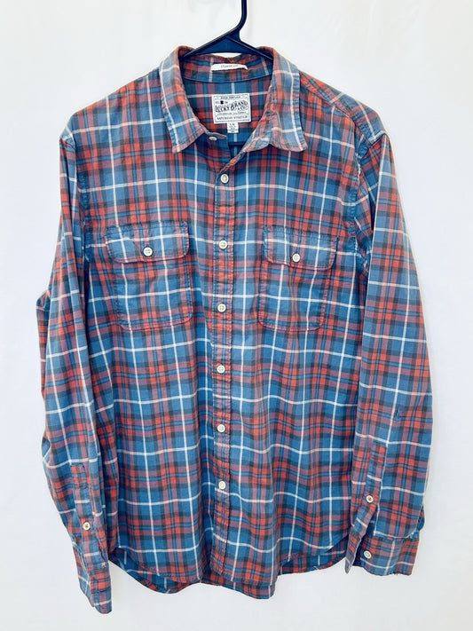 Lucky Brand Long Sleeve Button Front Plaid Classic Fit Shirt Men's Size L