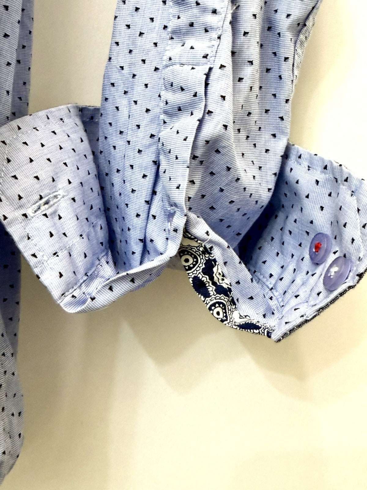 Steel & Jelly London Mens XL Flip Cuff Long Sleeve Button Front Dress Shirt Blue