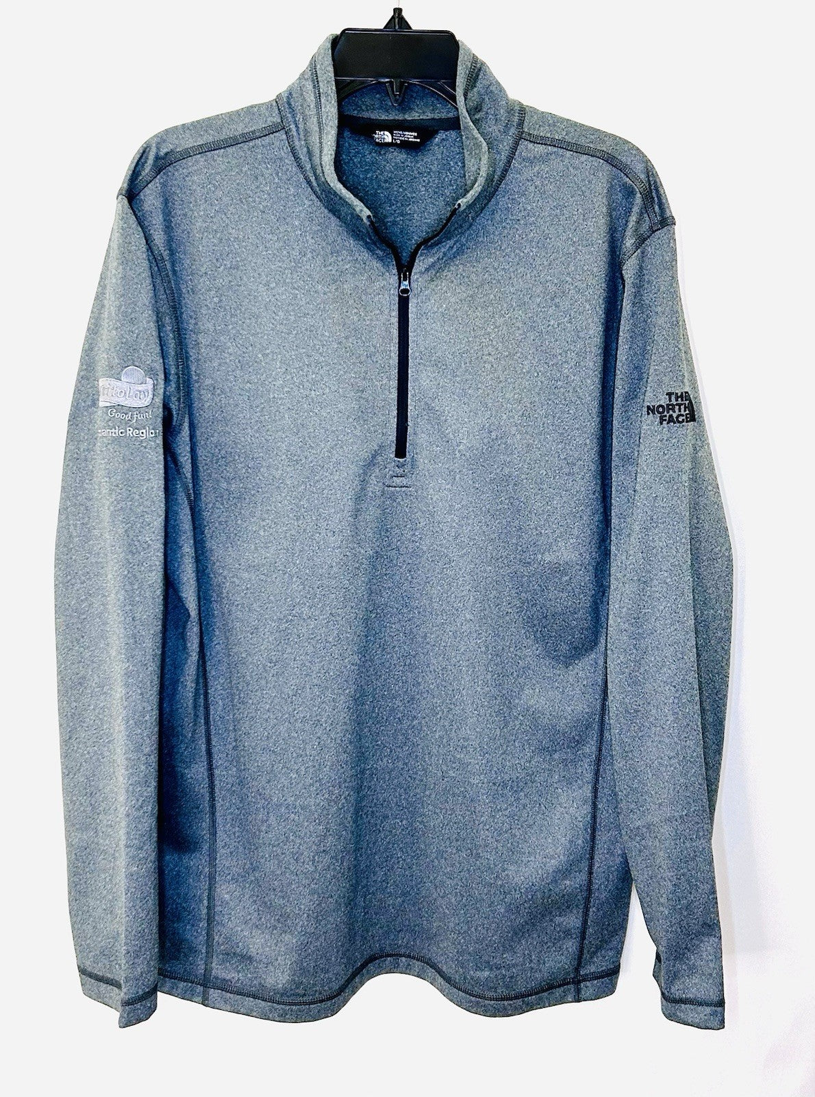 The North Face Mens Tech Essential 1/4 Zip Fleece Pullover Gray Large / FritoLay