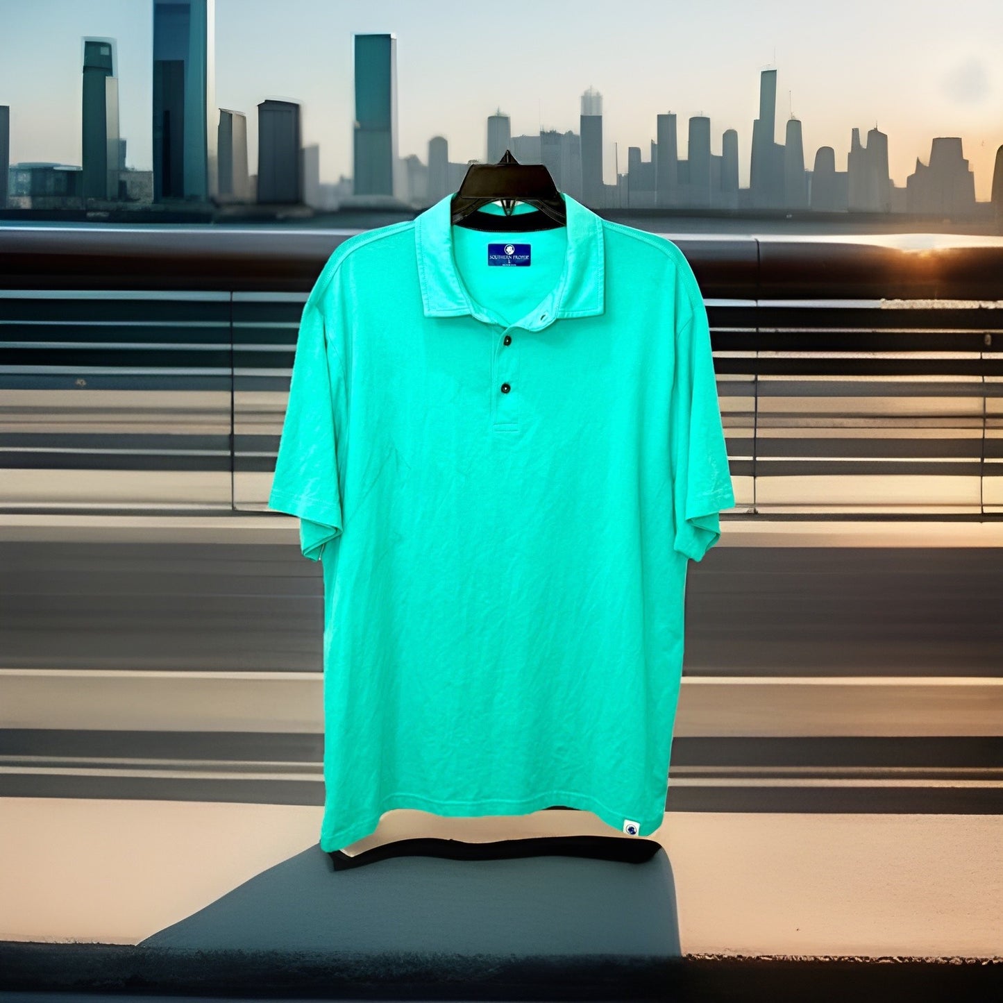 Southern Proper Men's Size Large L Polo Shirt Short Sleeve Mint Green Cotton