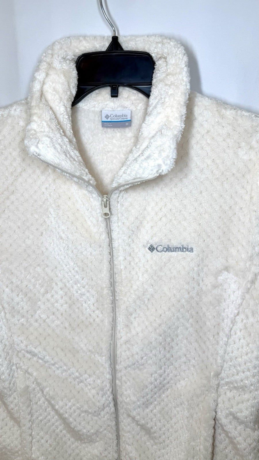 Women's Ivory Cream Soft Columbia Beech Forest Full Zip Fleece Jacket Size M