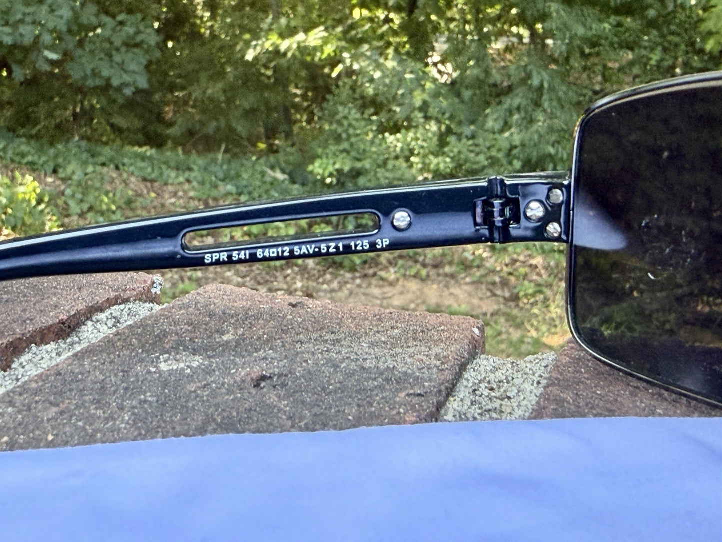 PRADA SPR 54I Sunglasses Polarized Silver Metal Blue Lens 64 12 125 With COA
