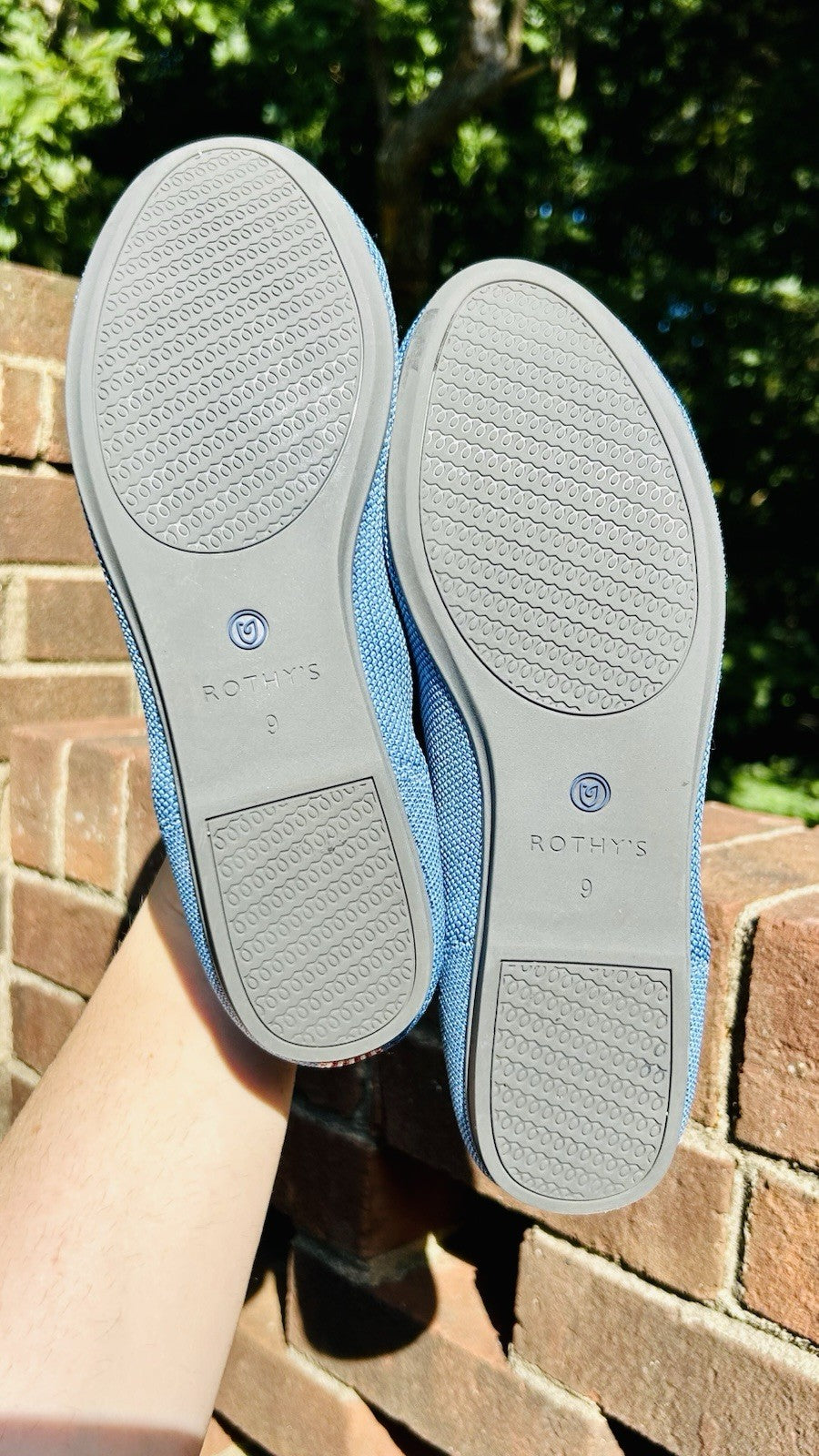 NWOT Rothy's Mini Stripe Blue Indigo Round Slip-On Flat Shoes Women's 9