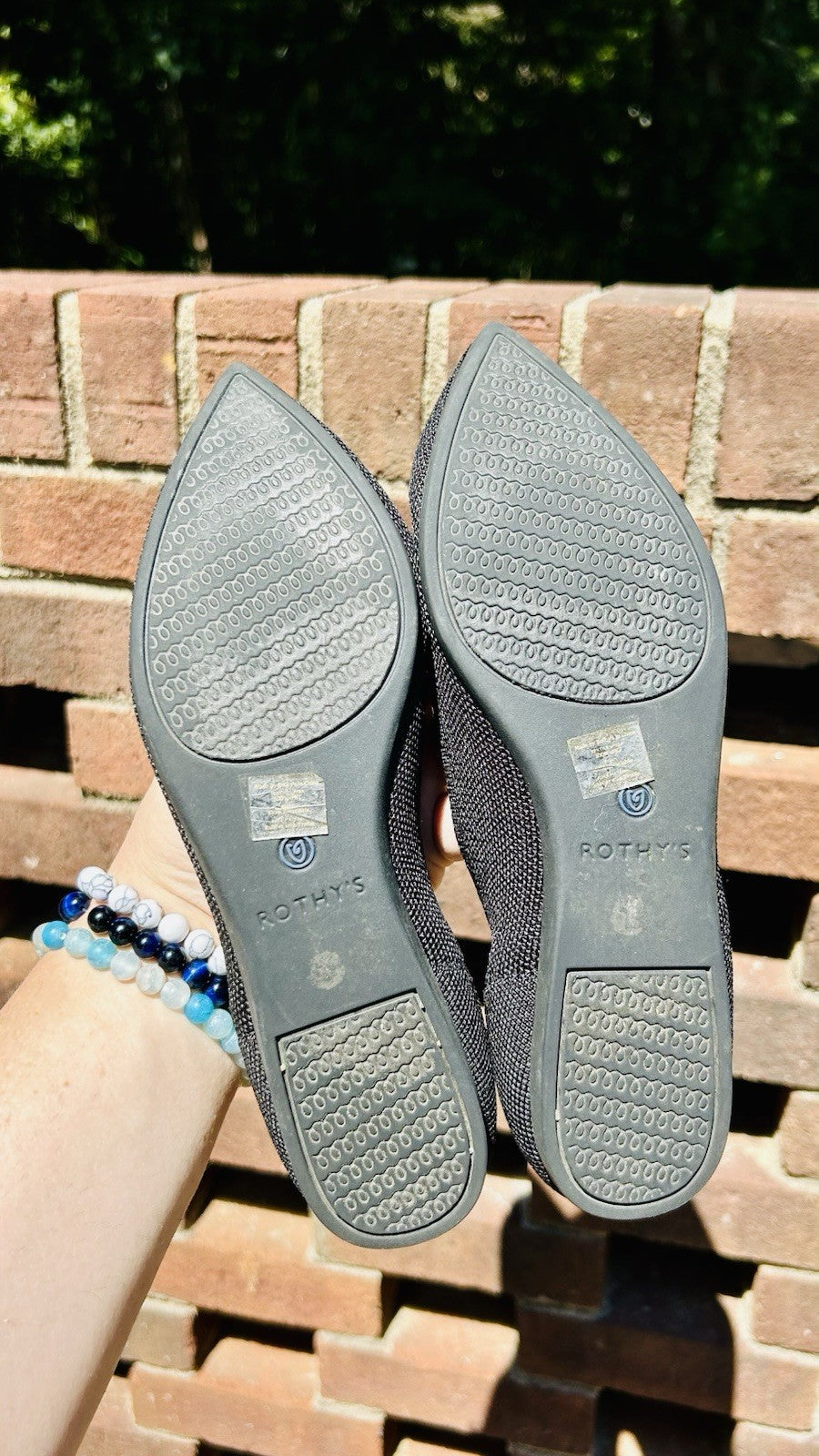Rothys The Point Ballet Flats Womens W7 Black Knit Fabric Casual Comfort Shoes