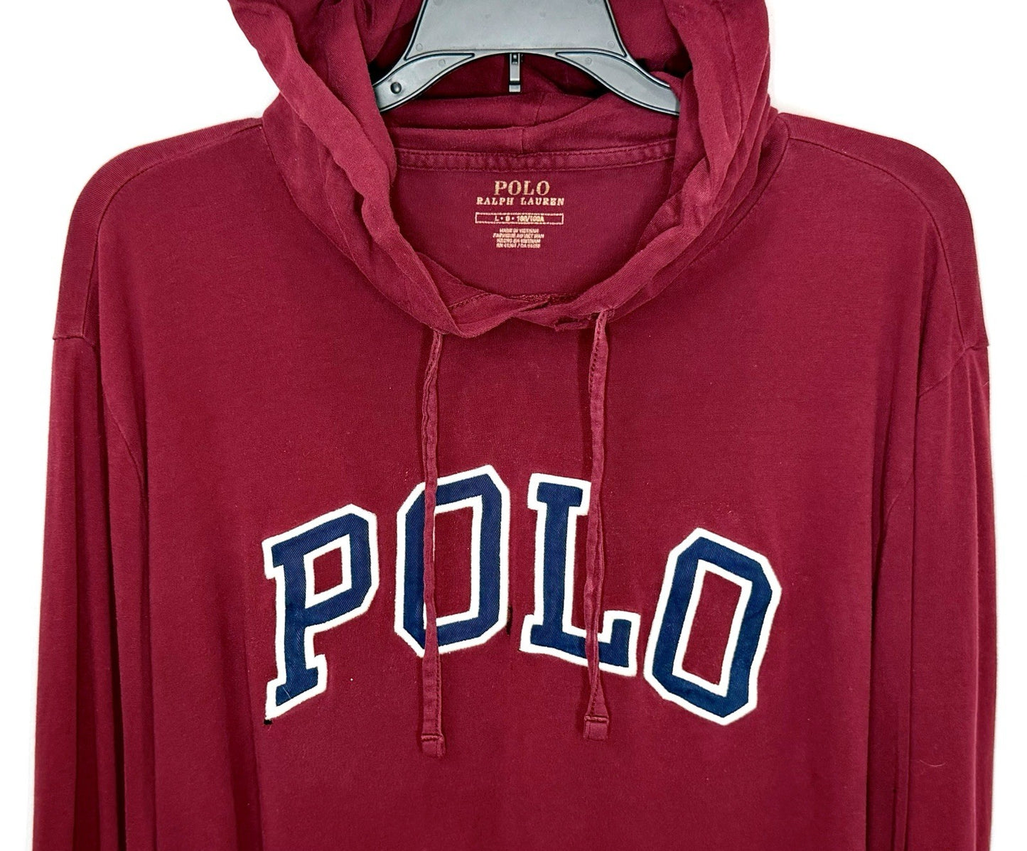 Ralph Lauren Polo Long Sleeve Hoodie Tee - Maroon - Men’s Size Large - SEE PICS!