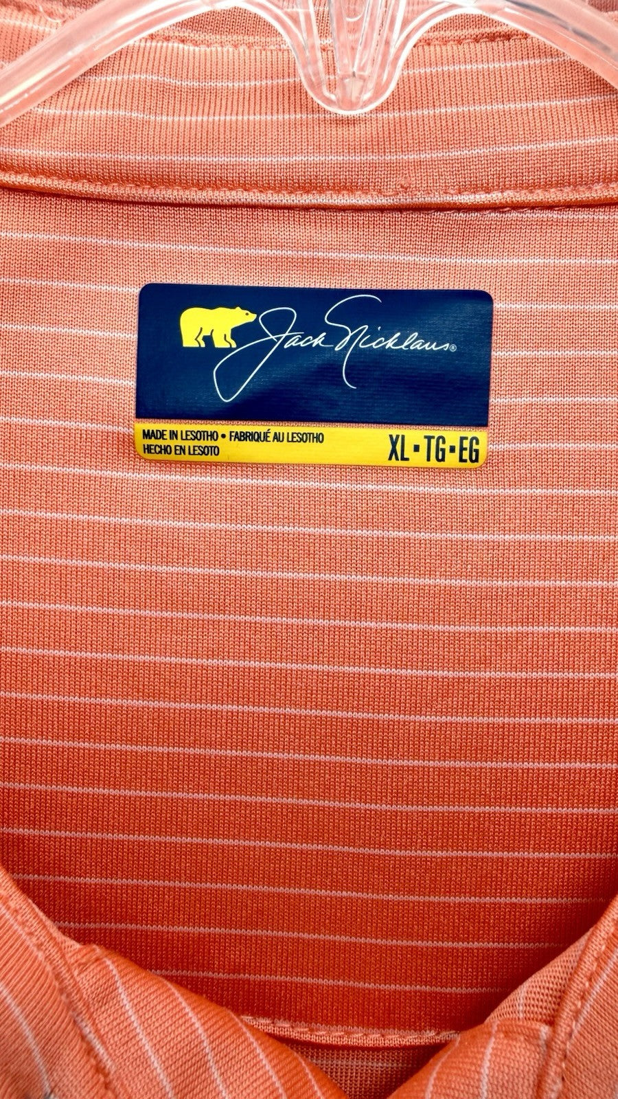 Jack Nicklaus Men's Golf Stay Dri Short Sleeve Polo Shirt Orange Striped Size XL