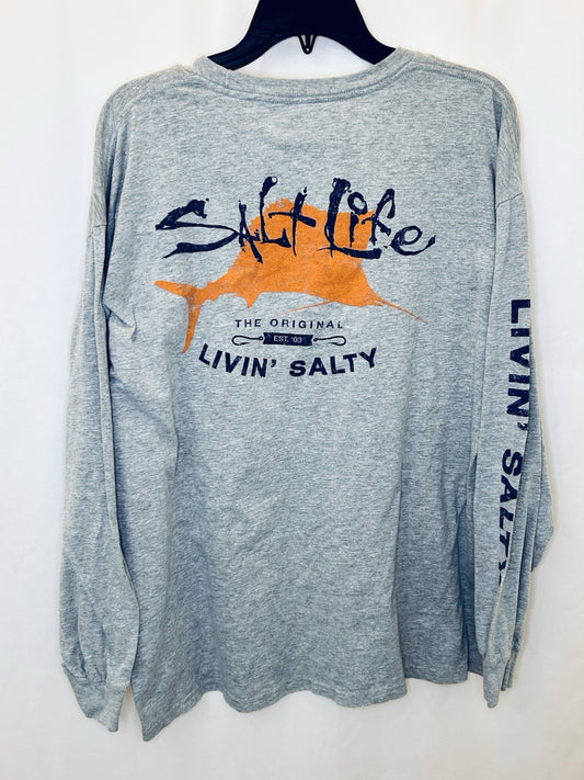 Salt Life Graphic T-shirt Mens XL Cotton Grey Long Sleeve | Livin’ Salty