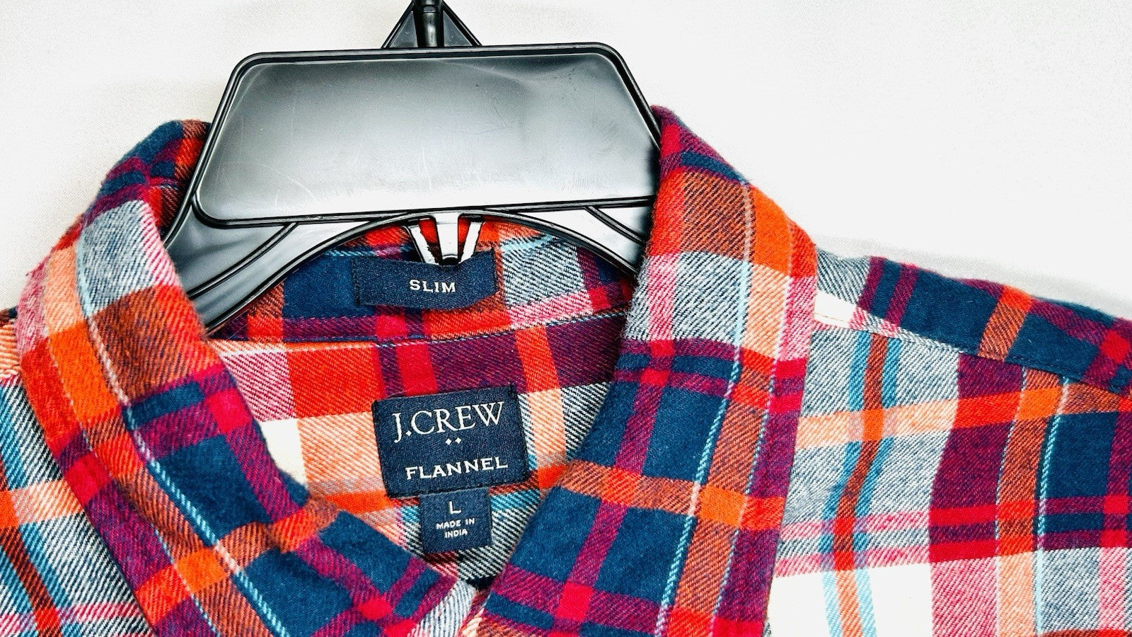 J CREW Flannel Button Up Shirt Slim Fit Long Sleeve Plaid Size Large