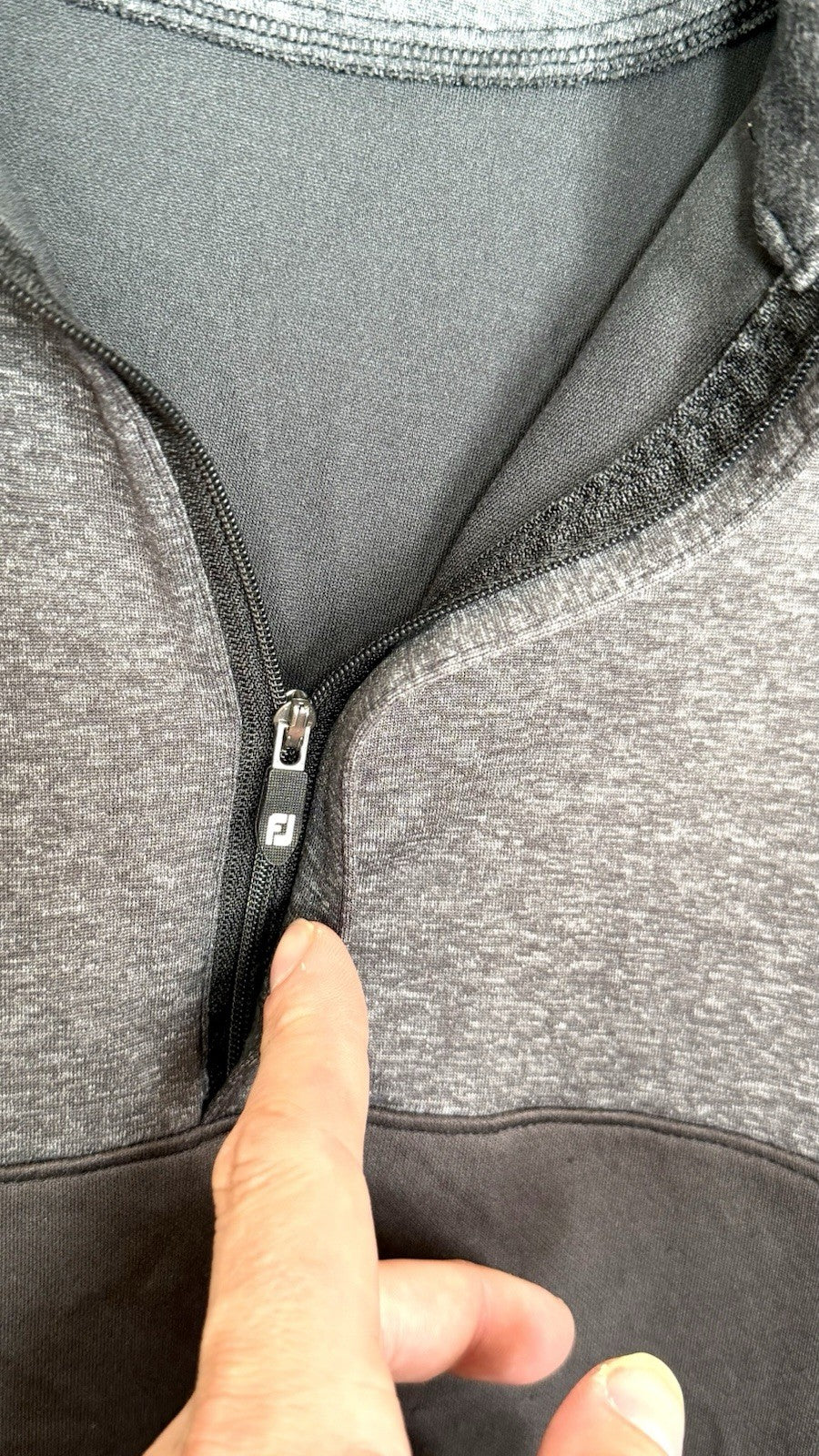 FootJoy XL Heather Yoke Half-Zip Golf Pullover Mid-Layer Black Gray Glen Oaks