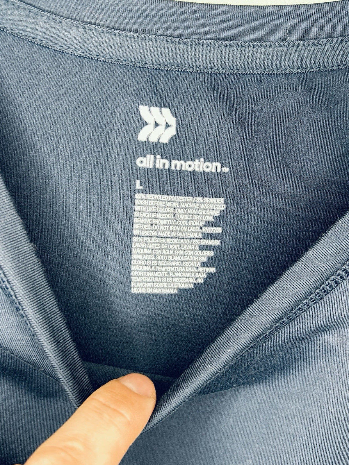 ALL IN MOTION Midnight Blue Crewneck Long Sleeve Men's Performance T-Shirt Large