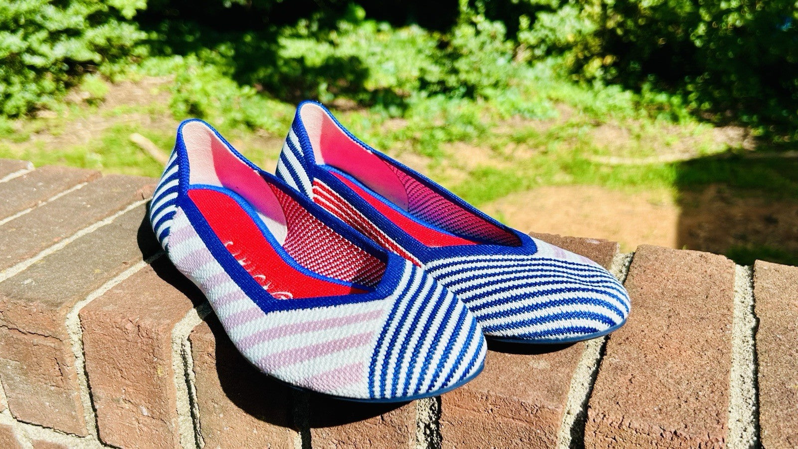 NWOT ROTHYS Pink Mixed Stripe Flat Rare Retired Size US 9