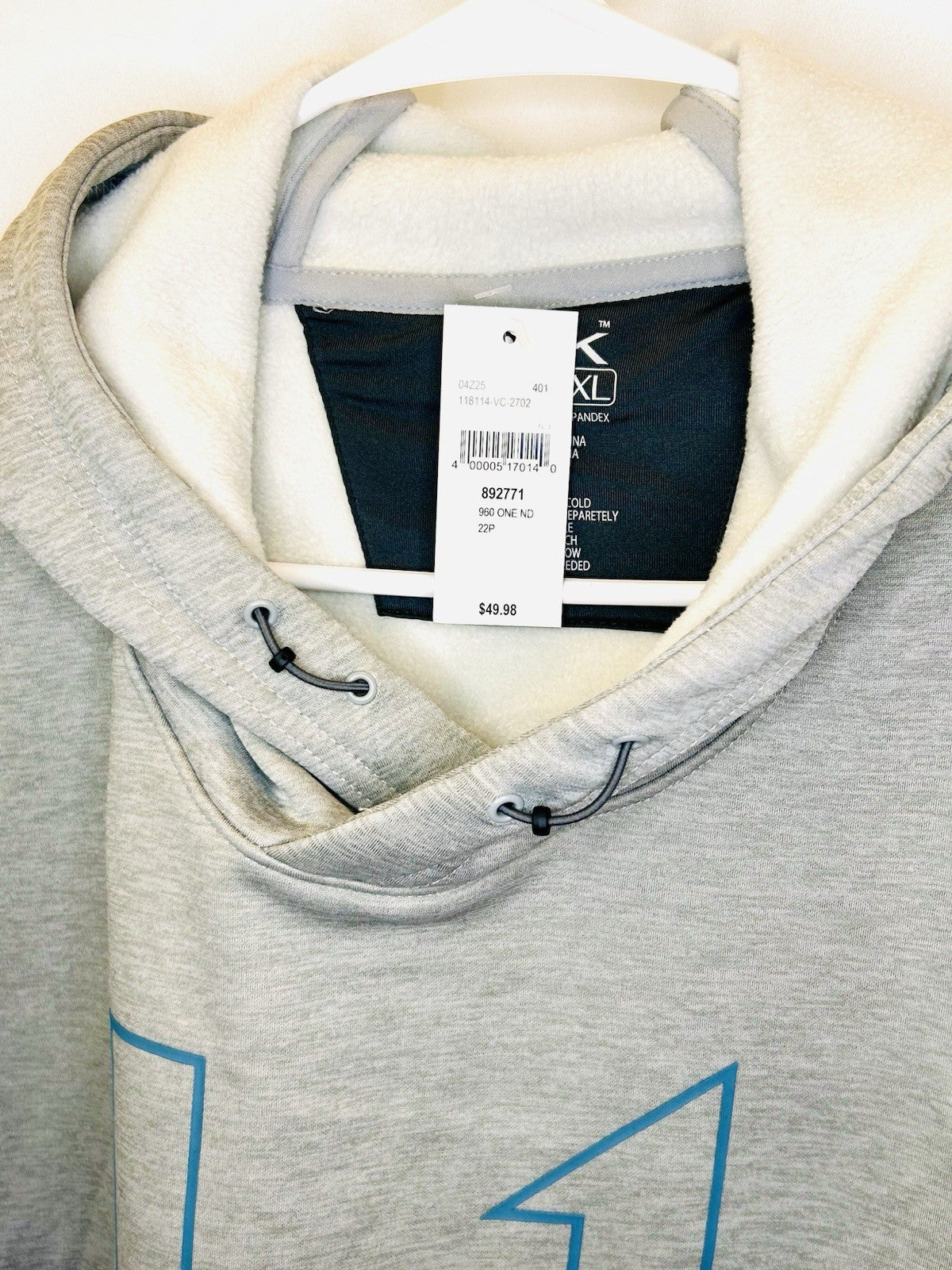 NWT Huk Coldfront+ Performance Logo Hoodie Men’s XL Grey/Light Blue Logo