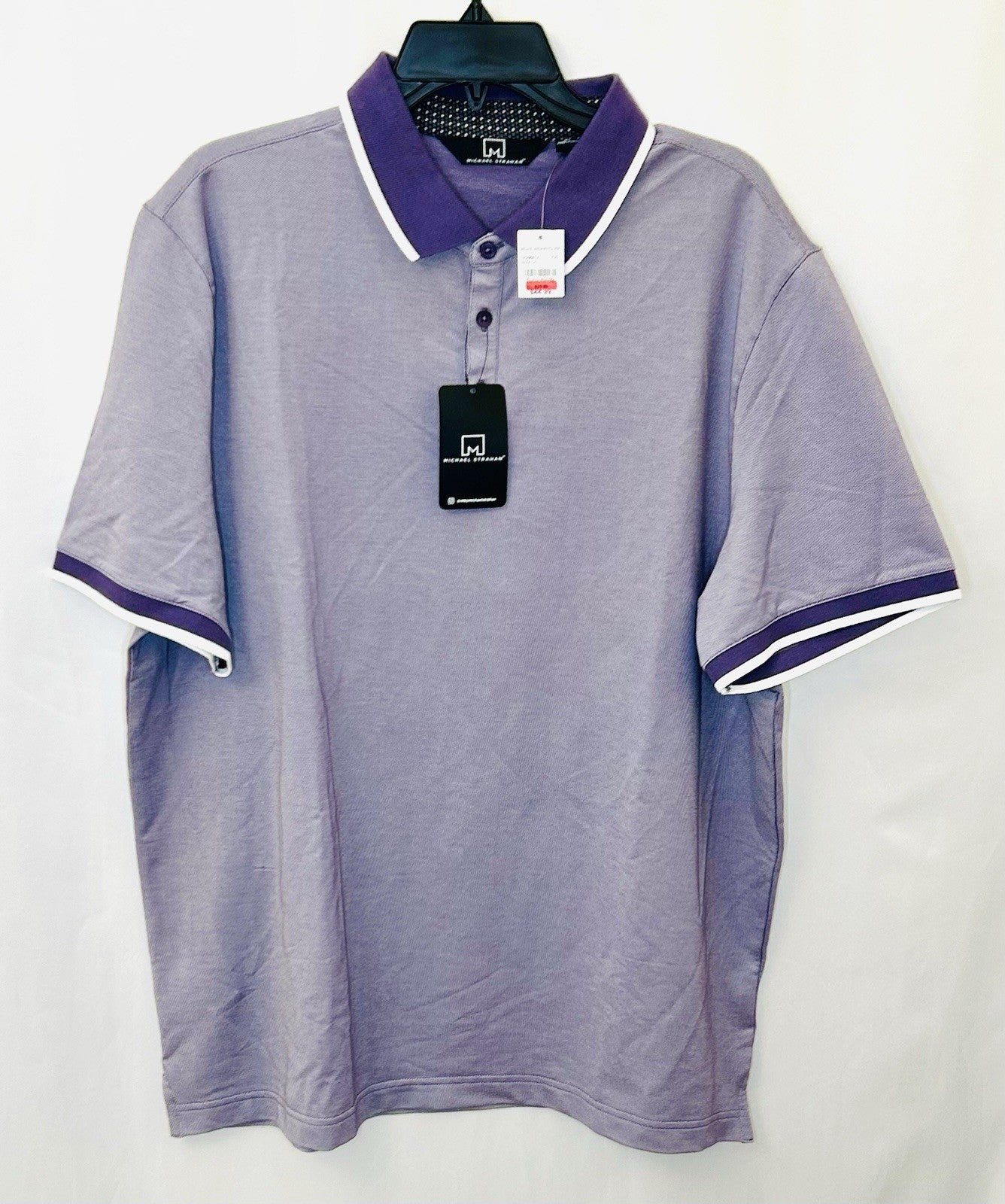 NWT!!! Michael Strahan Mens Polo Shirt Size Large Light Purple Cotton Blend B16